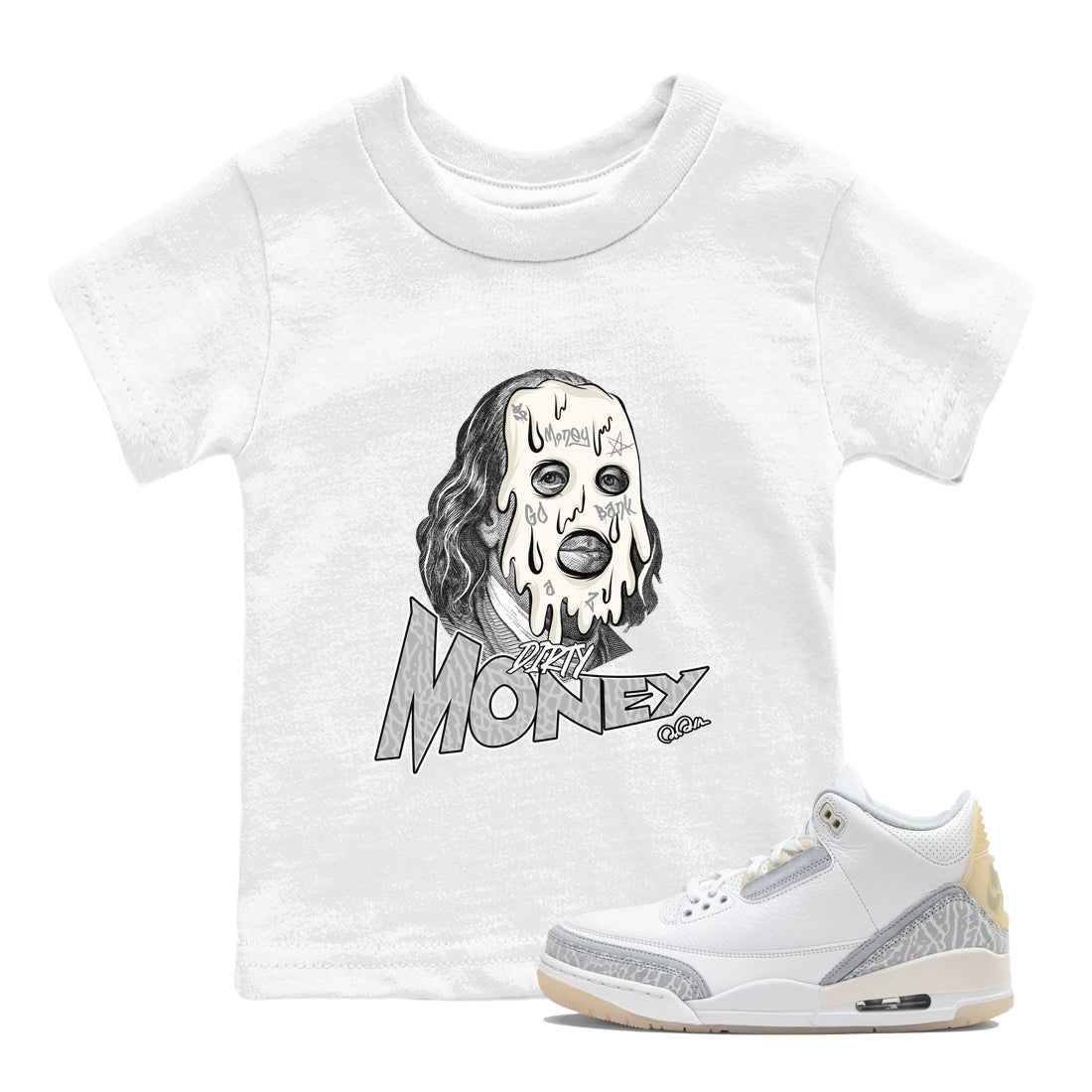 Dirty Money snkmatch Tees Kids - Air Jordan 3 Ivory