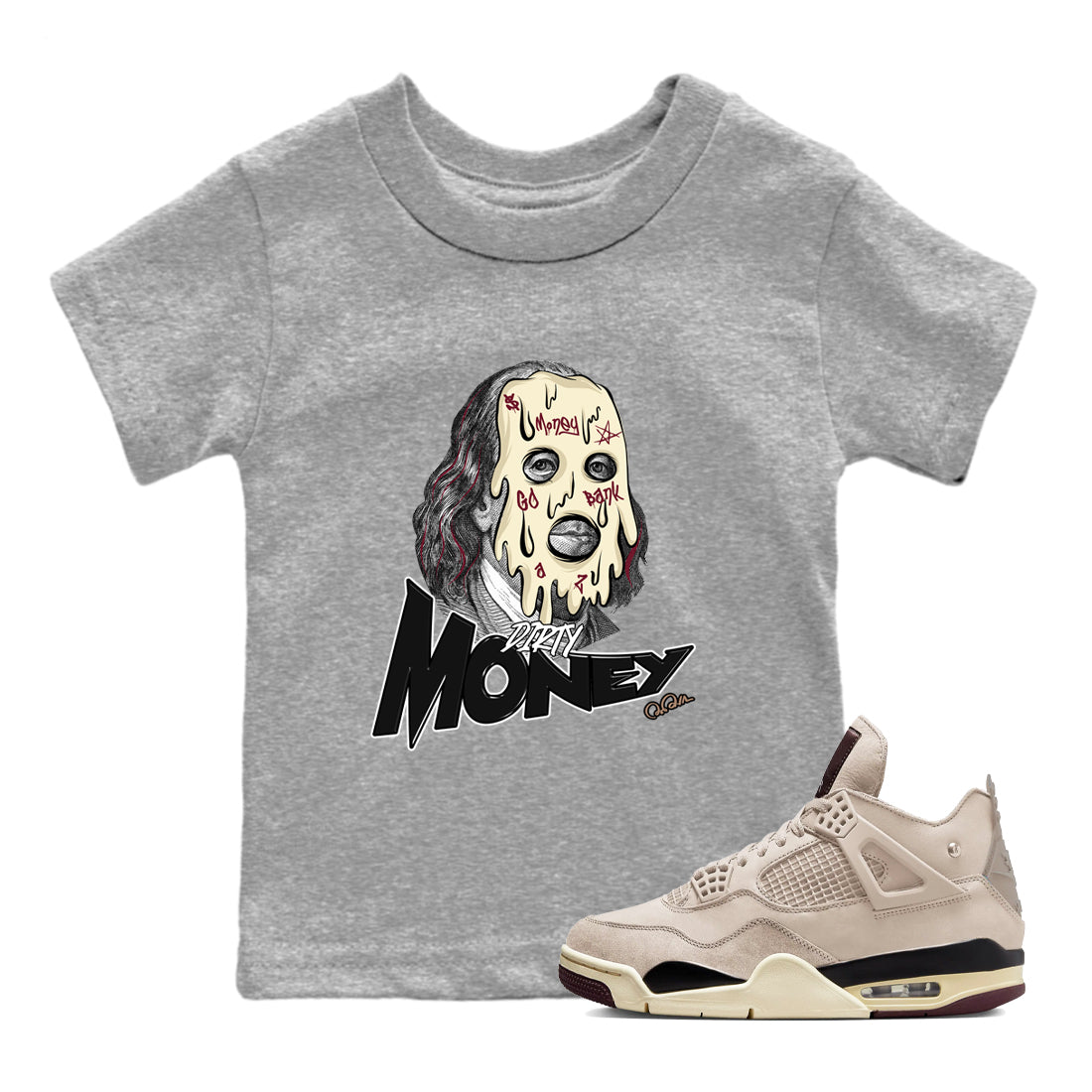Dirty Money snkmatch Tees Kids - Air Jordan 4 A Ma Maniere x Fossil Stone