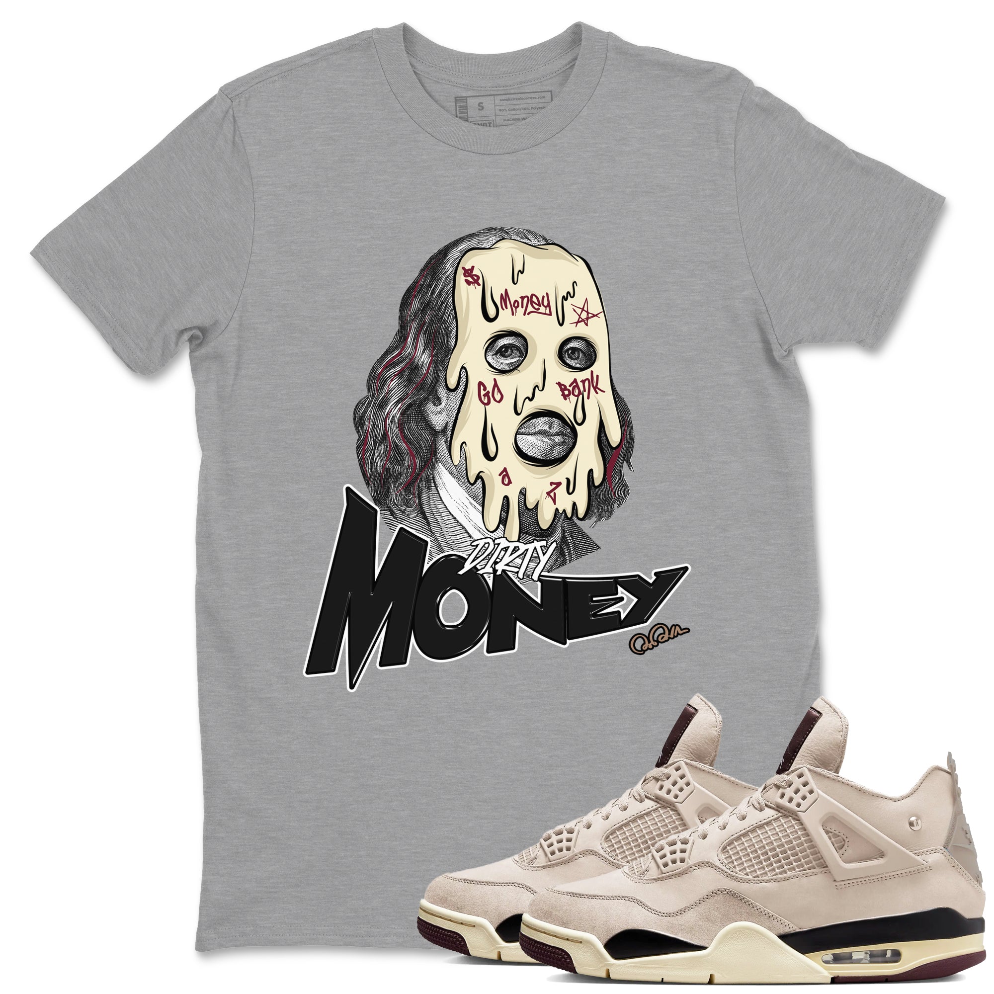 Dirty Money snkmatch Tees - Air Jordan 4 A Ma Maniere x Fossil Stone