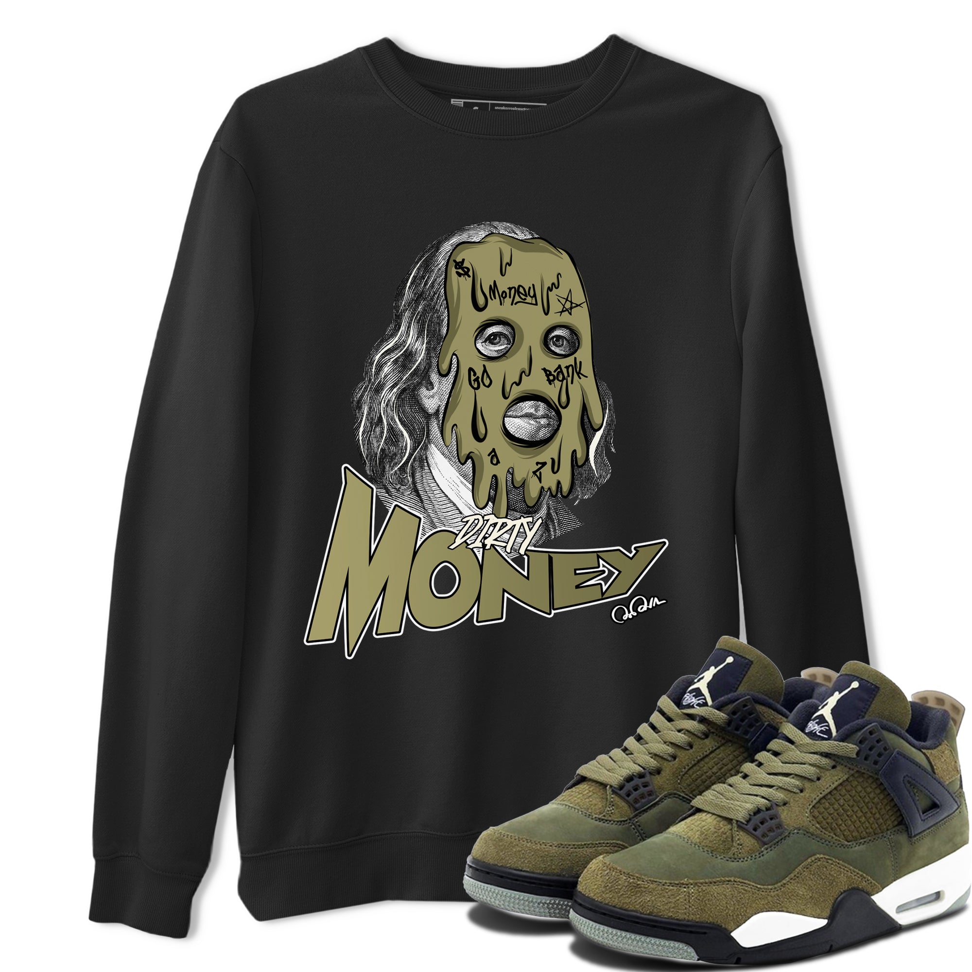 Dirty Money snkmatch Tee - Air Jordan 4 Medium Olive