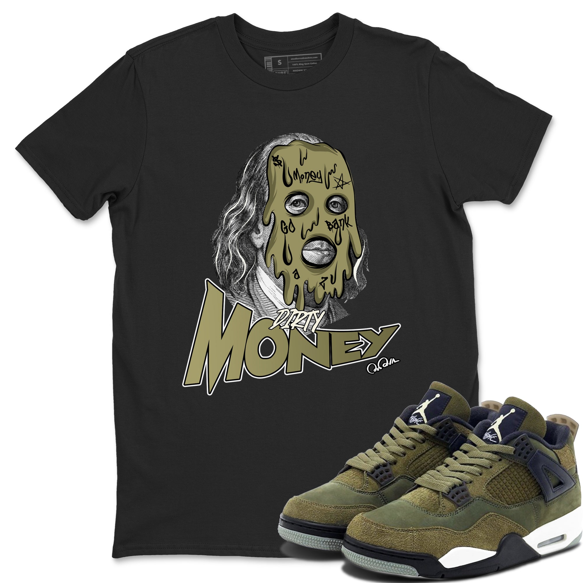 Dirty Money snkmatch Tee - Air Jordan 4 Medium Olive