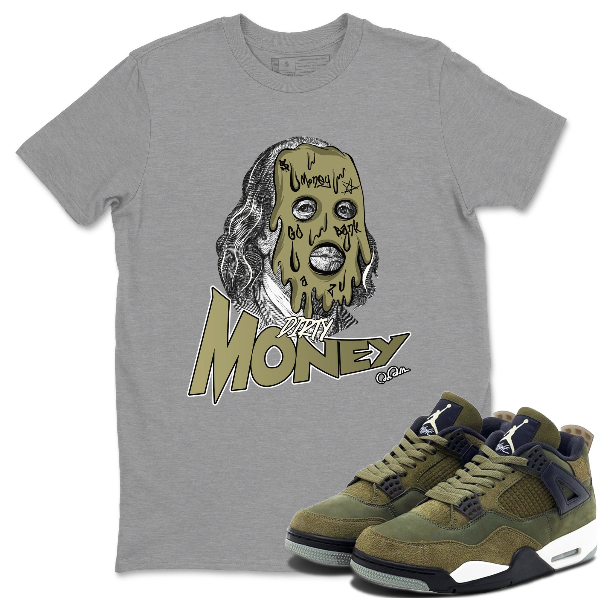 Dirty Money snkmatch Tee - Air Jordan 4 Medium Olive