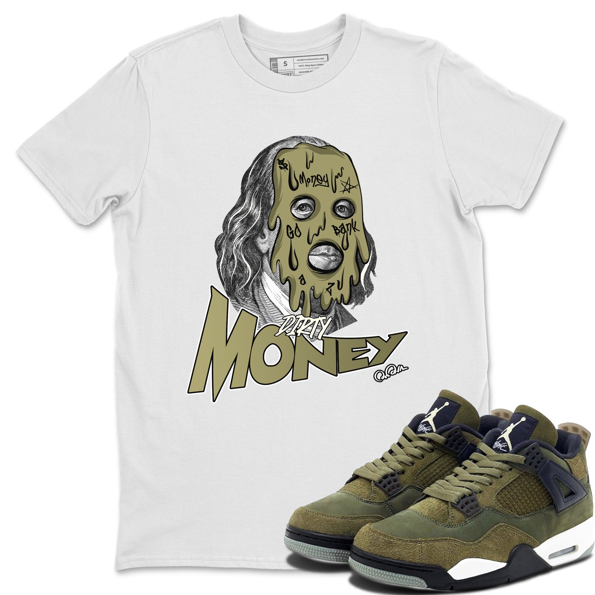 Dirty Money snkmatch Tee - Air Jordan 4 Medium Olive