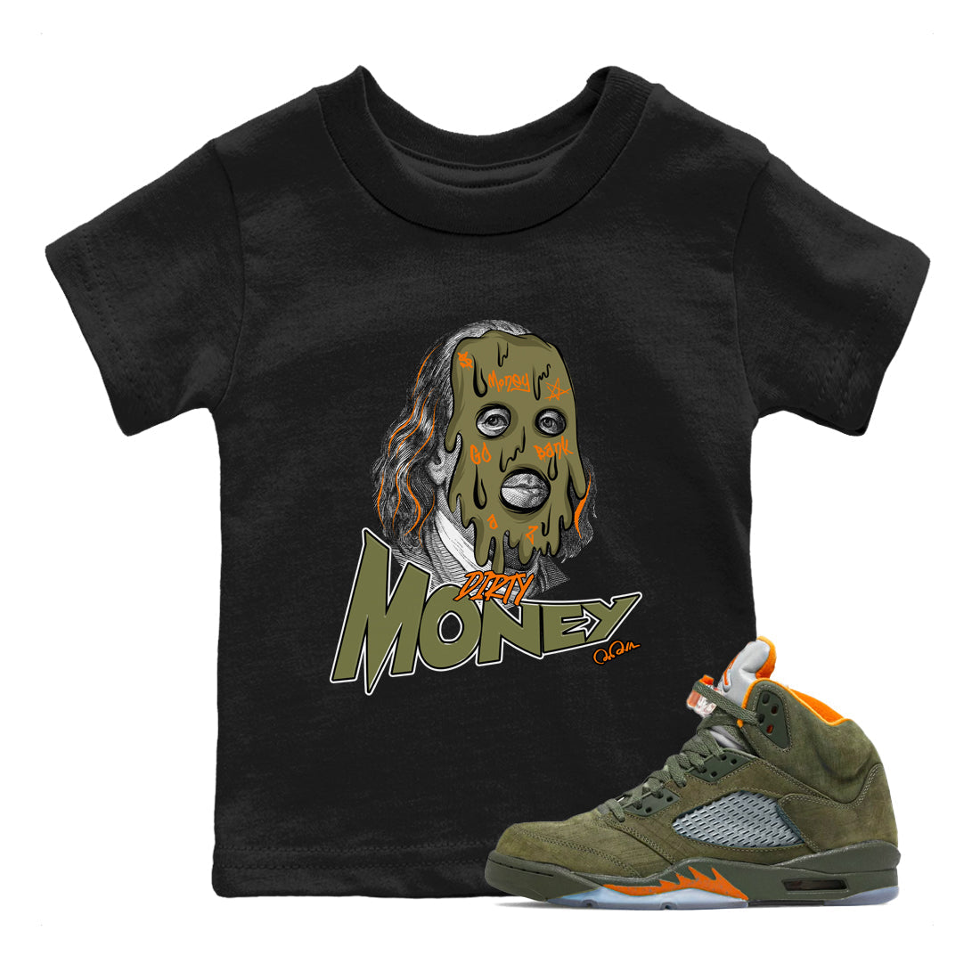 Dirty Money snkmatch Tees Kids - Air Jordan 5 Olive