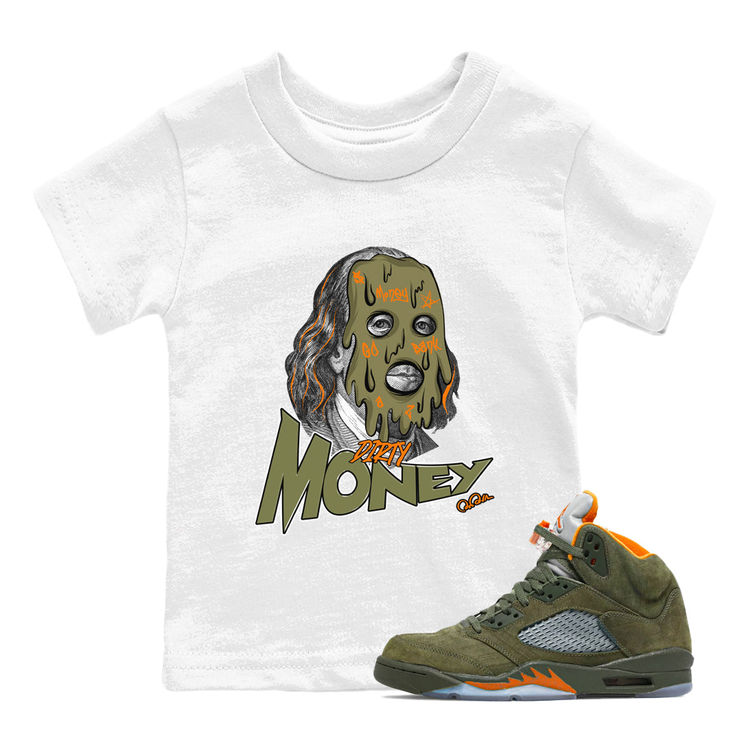 Dirty Money snkmatch Tees Kids - Air Jordan 5 Olive