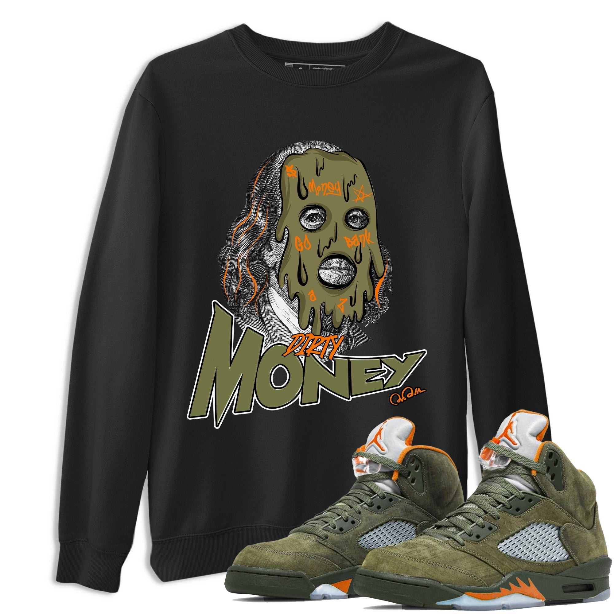 Dirty Money snkmatch Tees - Air Jordan 5 Olive