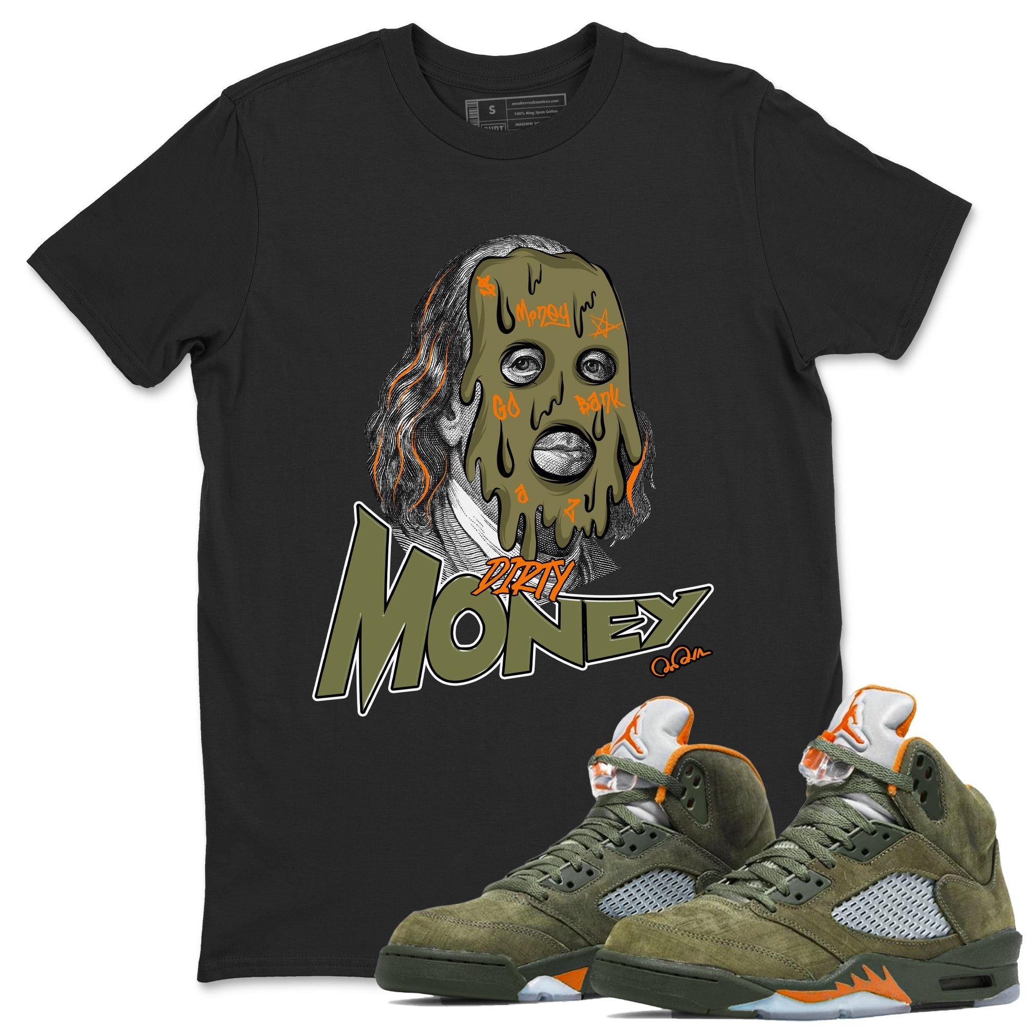 Dirty Money snkmatch Tees - Air Jordan 5 Olive