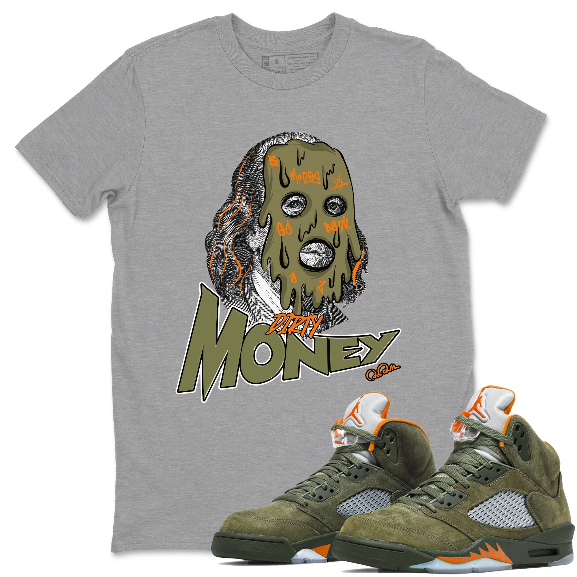 Dirty Money snkmatch Tees - Air Jordan 5 Olive