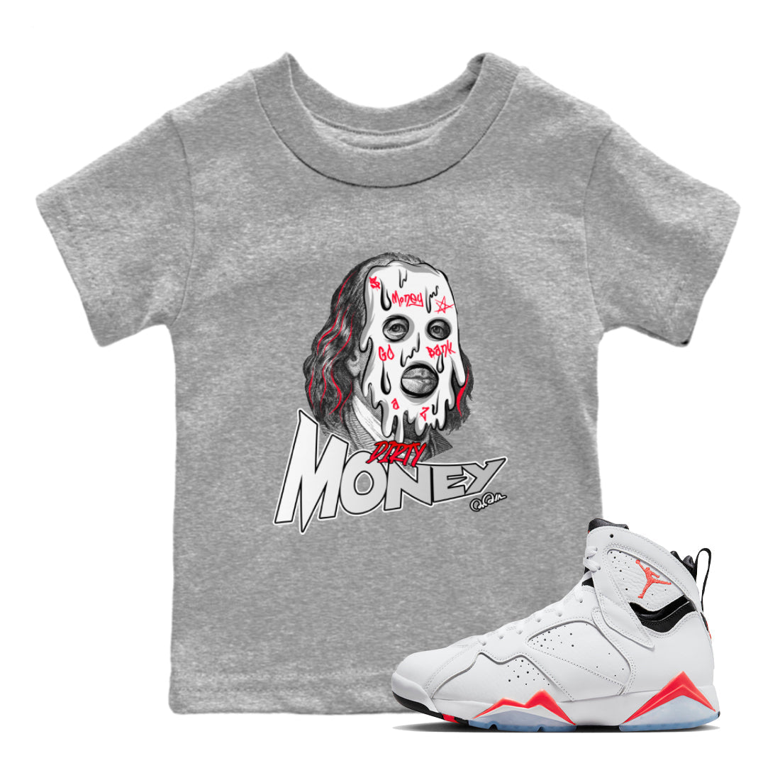 Dirty Money Kids Tops - Air Jordan 7 White Infrared