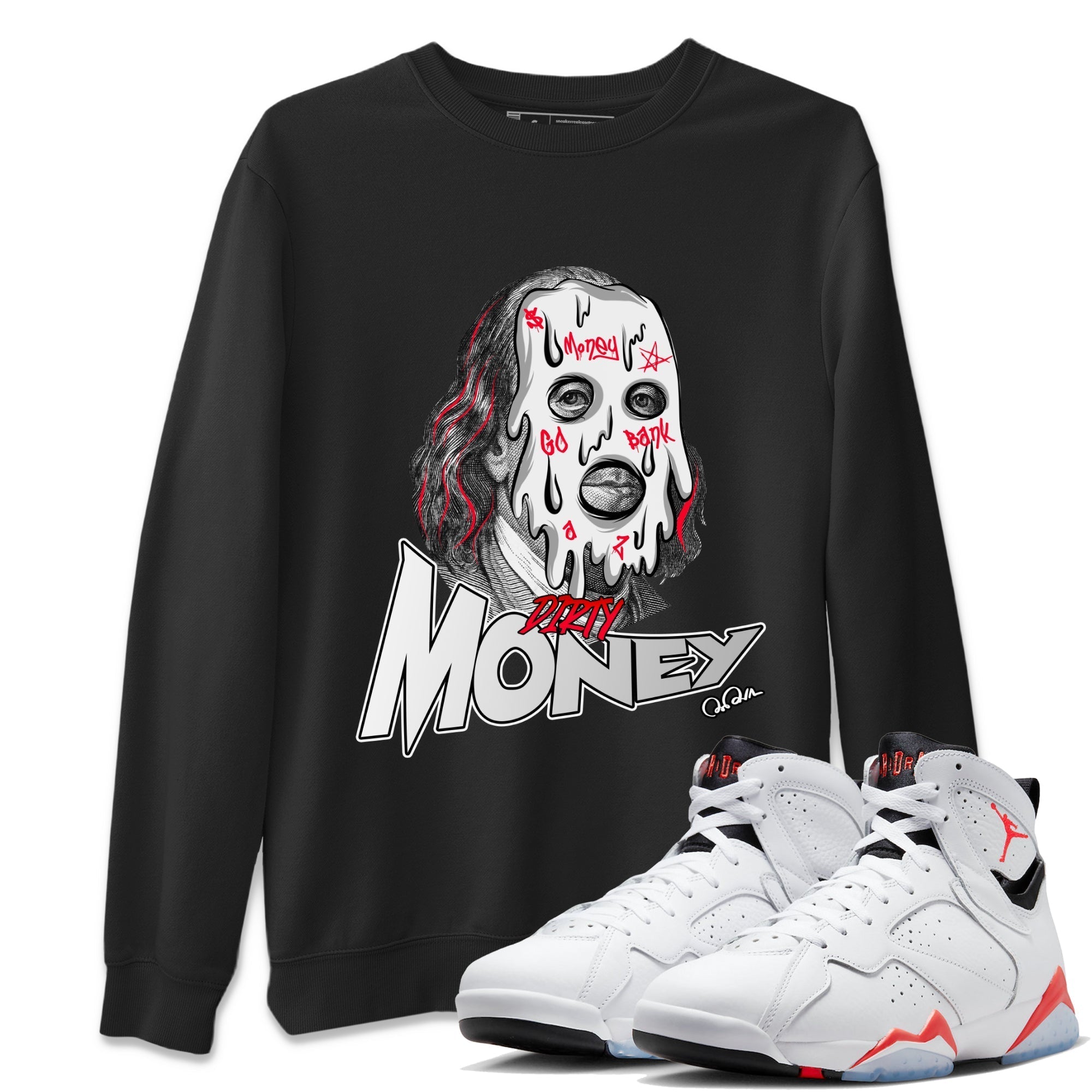 Dirty Money Unisex Tops - Air Jordan 7 White Infrared