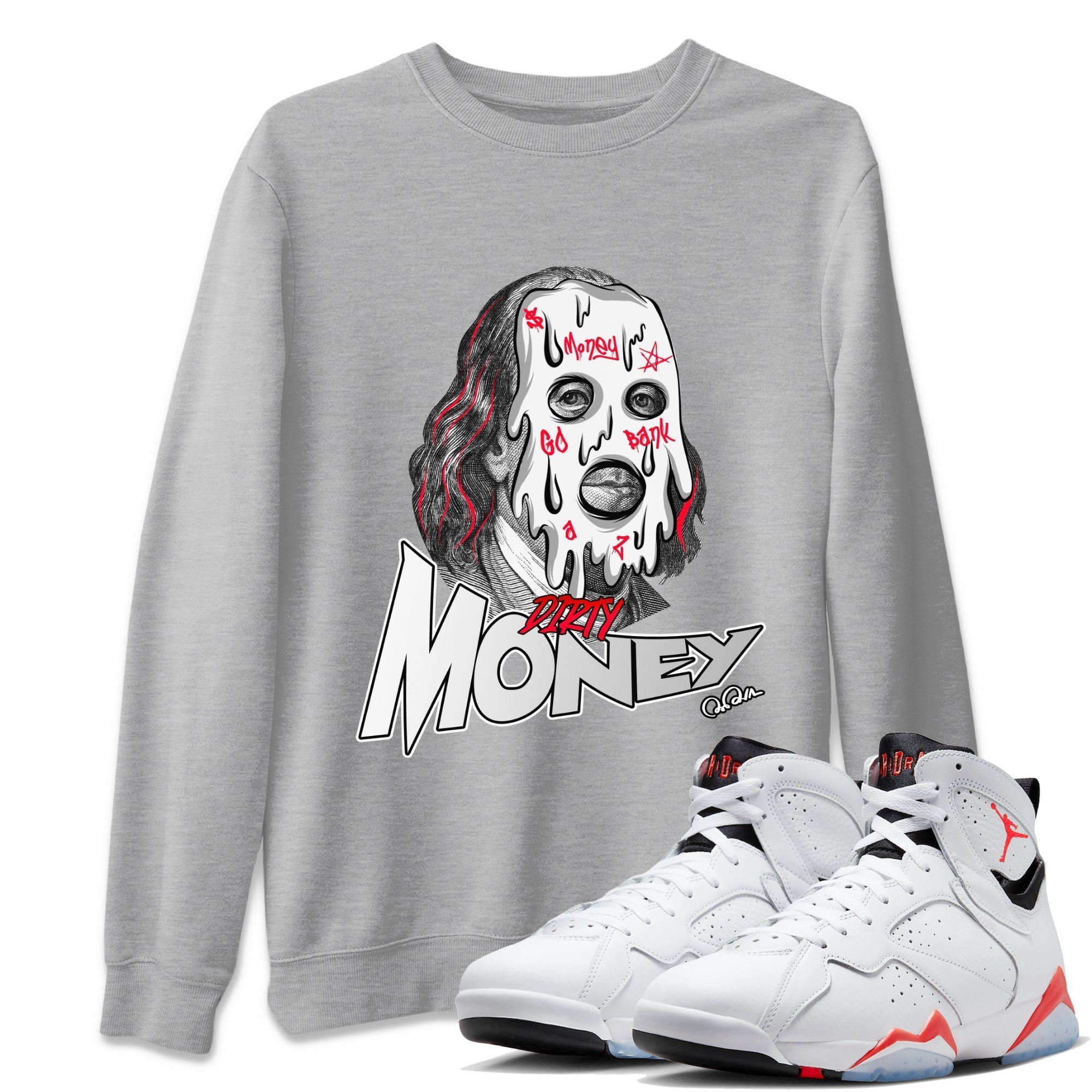 Dirty Money Unisex Tops - Air Jordan 7 White Infrared