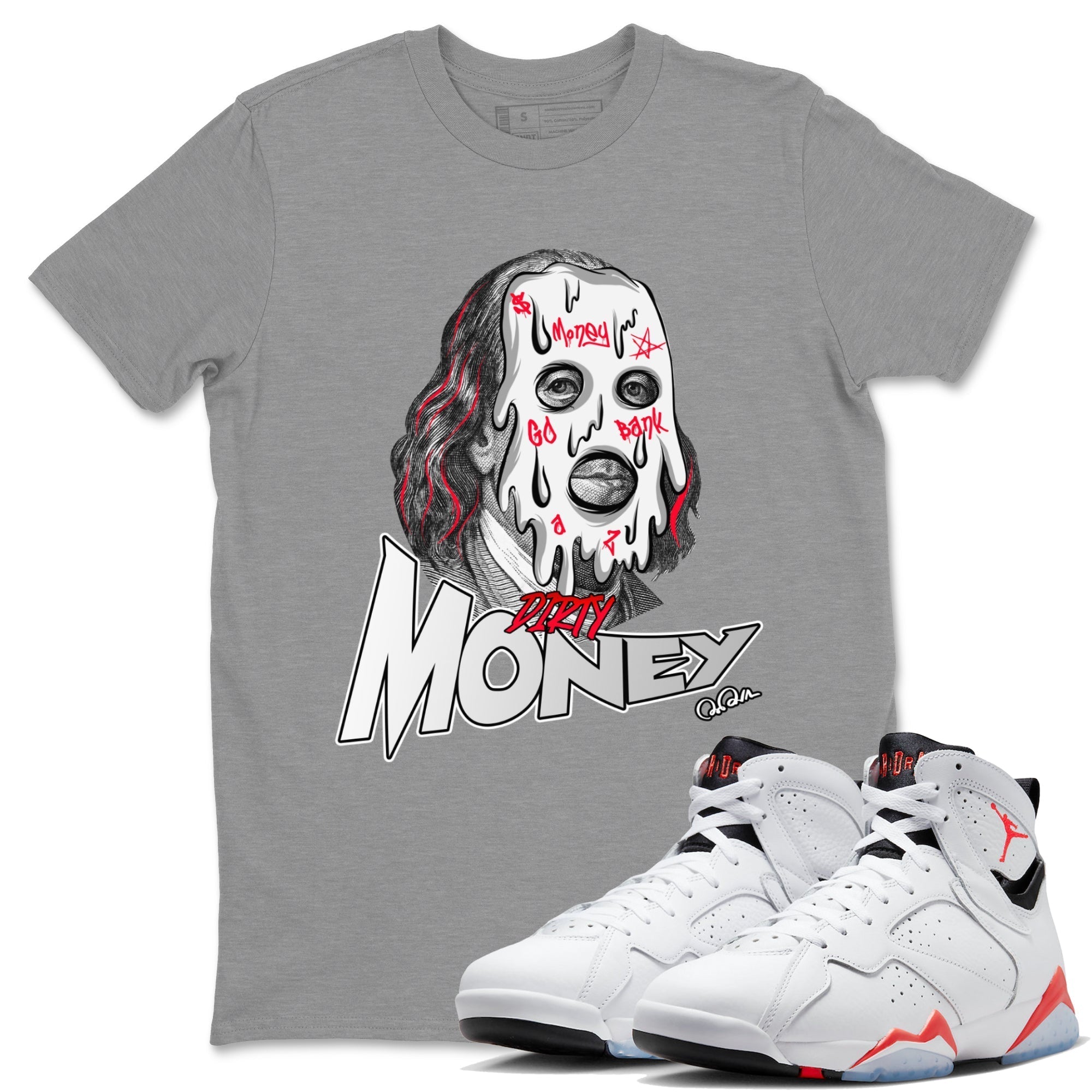 Dirty Money Unisex Tops - Air Jordan 7 White Infrared