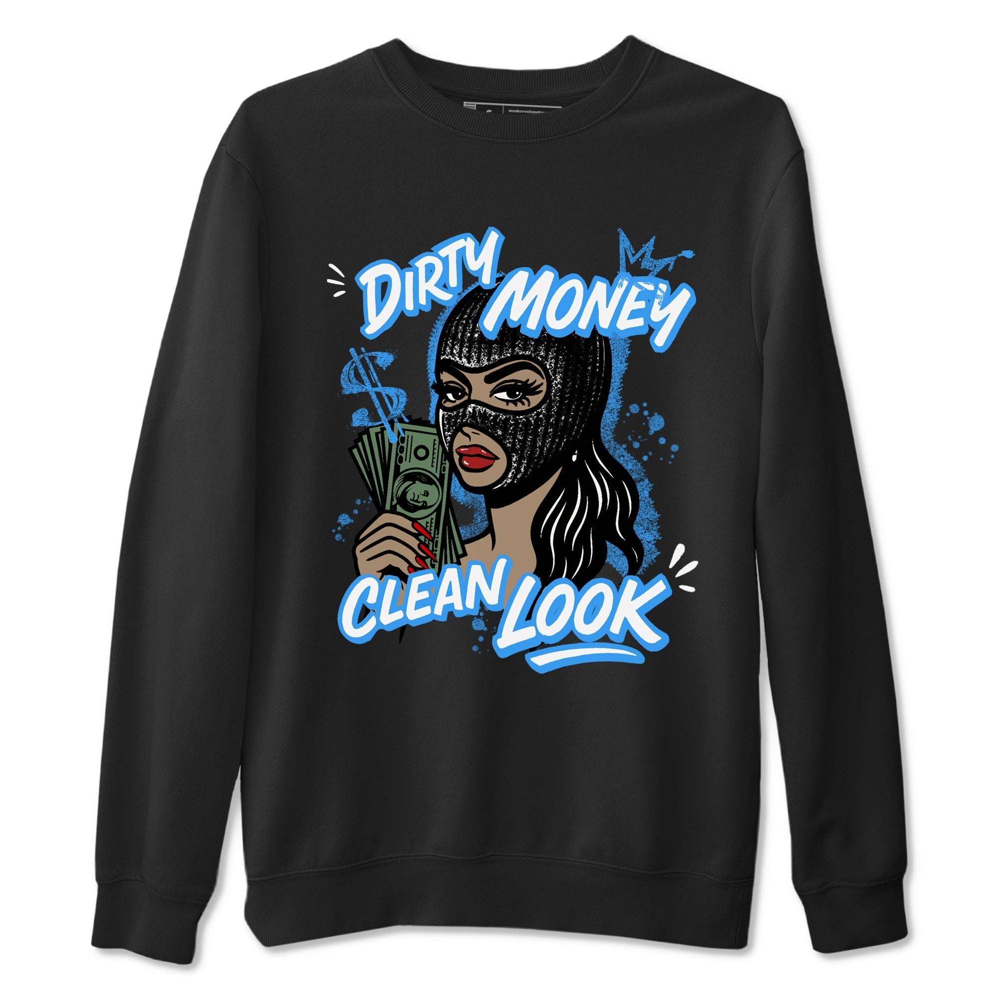 Dirty Money Clean Look snkmatch Tees - Air Jordan 12 White and University Blue