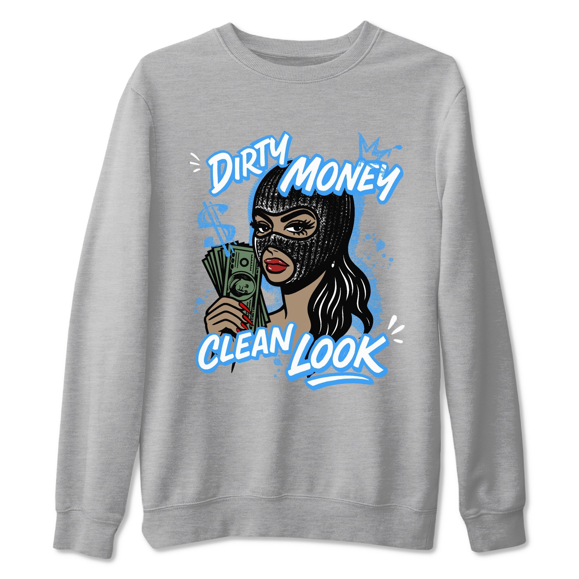 Dirty Money Clean Look snkmatch Tees - Air Jordan 12 White and University Blue
