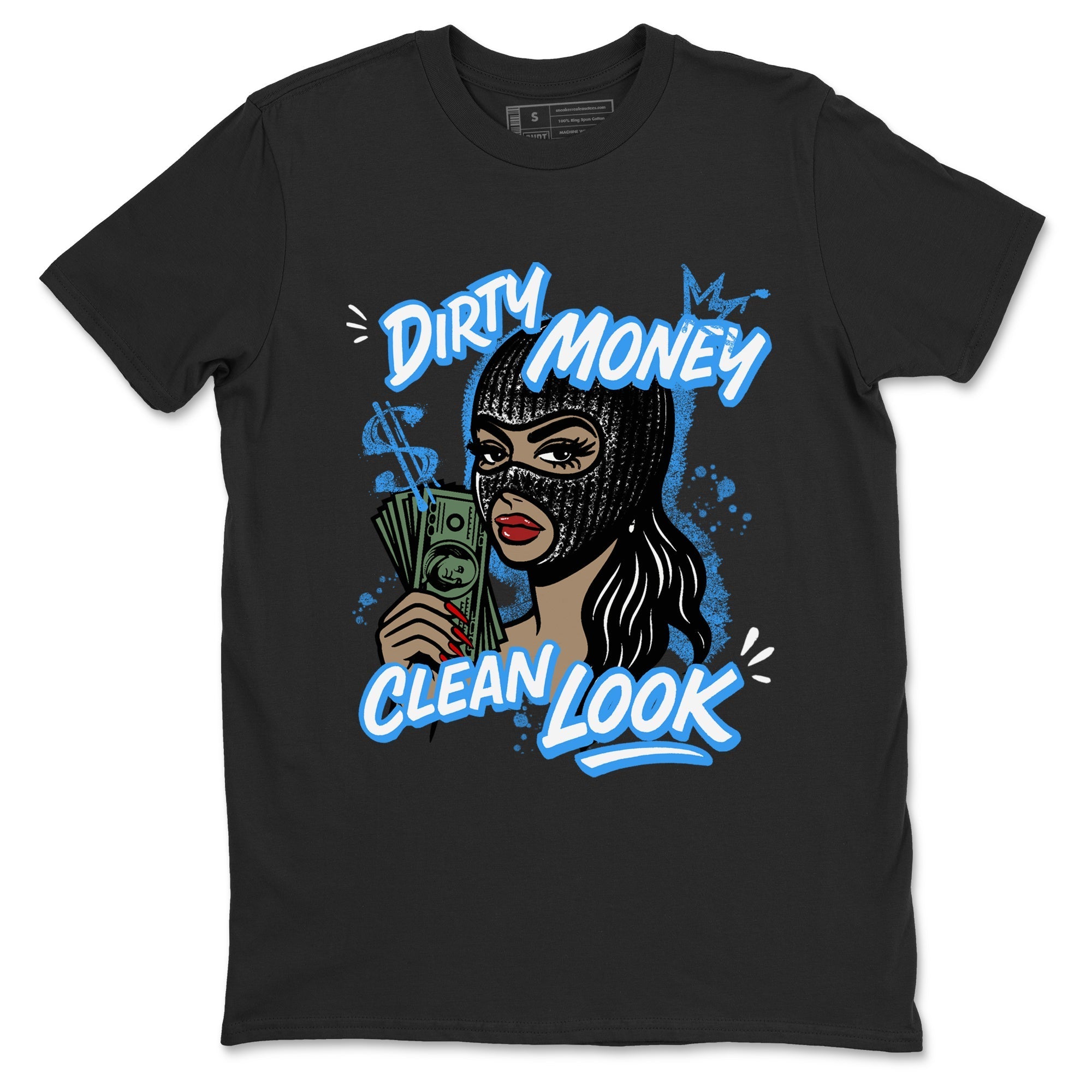 Dirty Money Clean Look snkmatch Tees - Air Jordan 12 White and University Blue