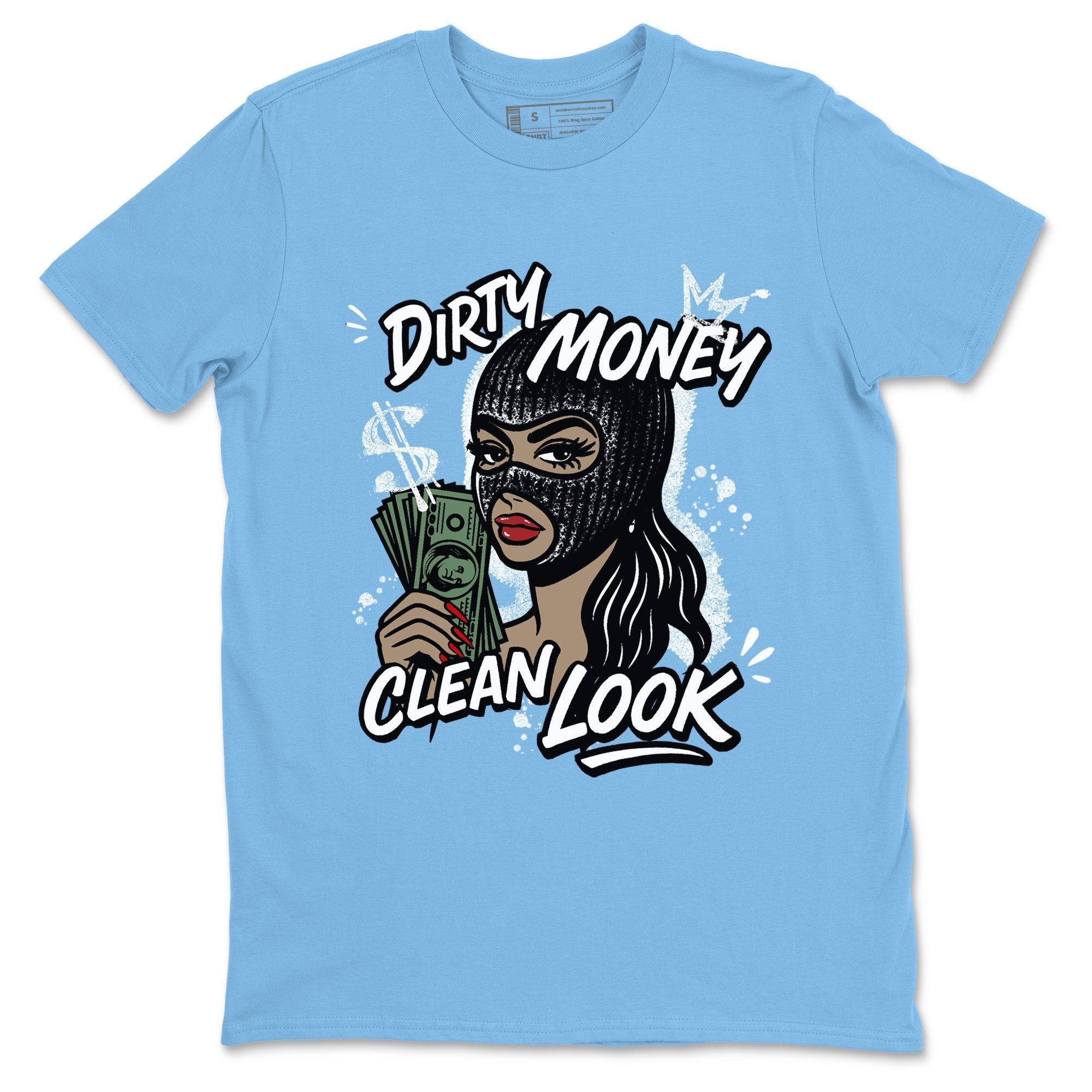 Dirty Money Clean Look snkmatch Tees - Air Jordan 12 White and University Blue