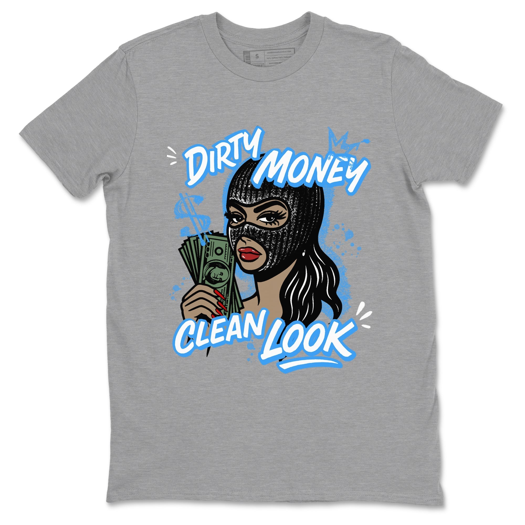 Dirty Money Clean Look snkmatch Tees - Air Jordan 12 White and University Blue