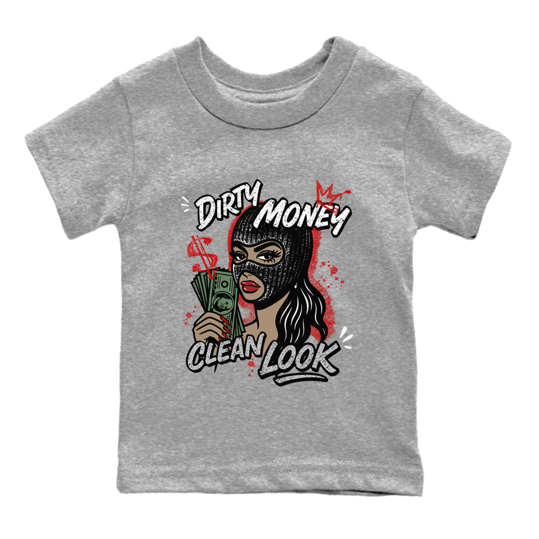 Dirty Money Clean Look snkmatch Tees Kids - Air Jordan 4 White Cement