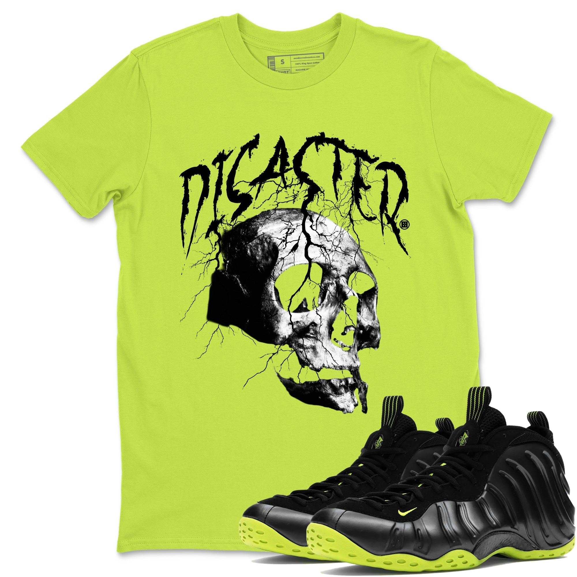 Disaster Skull snkmatch Tees - Air Foamposite One Black Volt