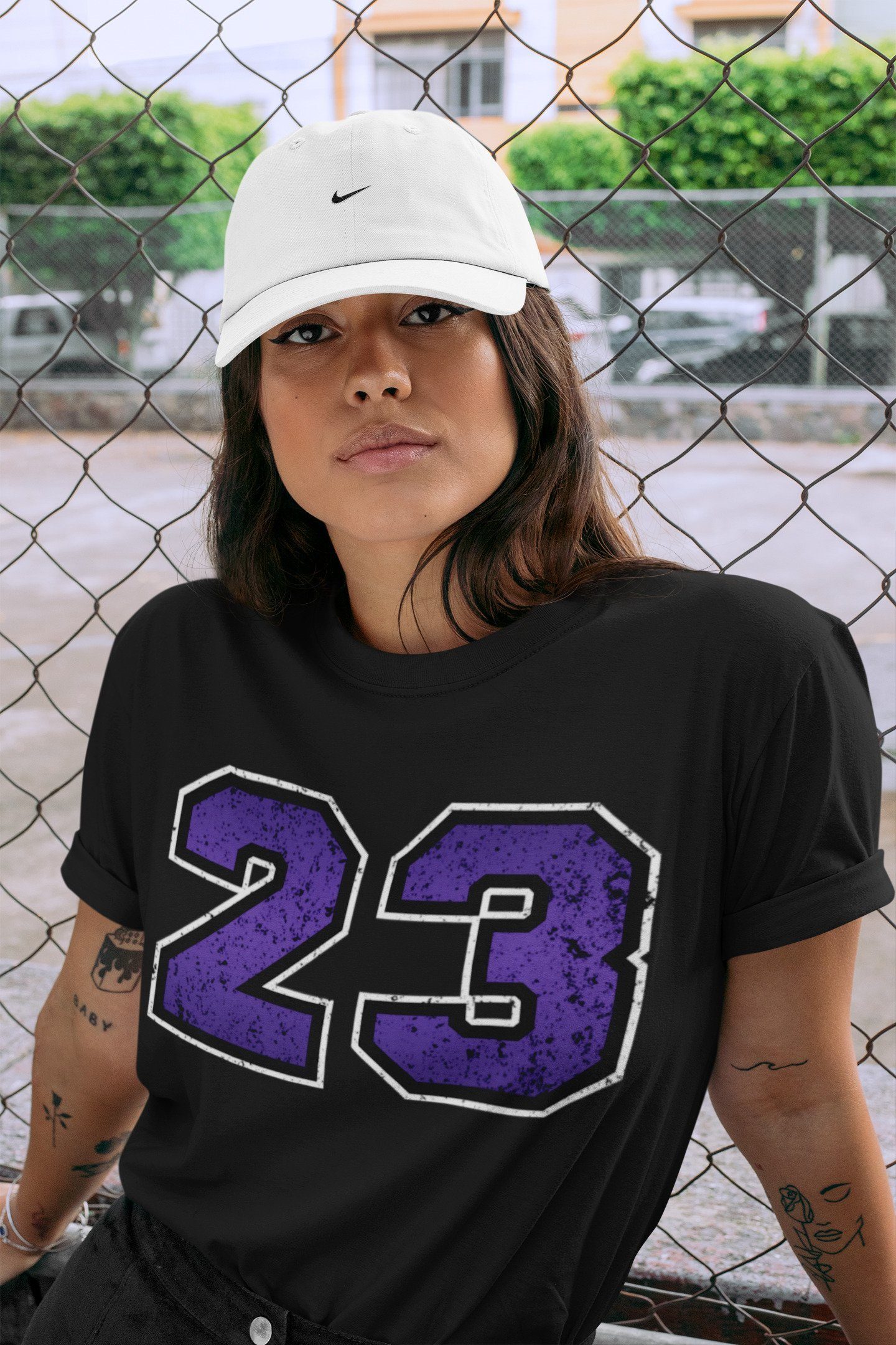 Distressed 23 Unisex Tops - Air Jordan 1 Court Purple