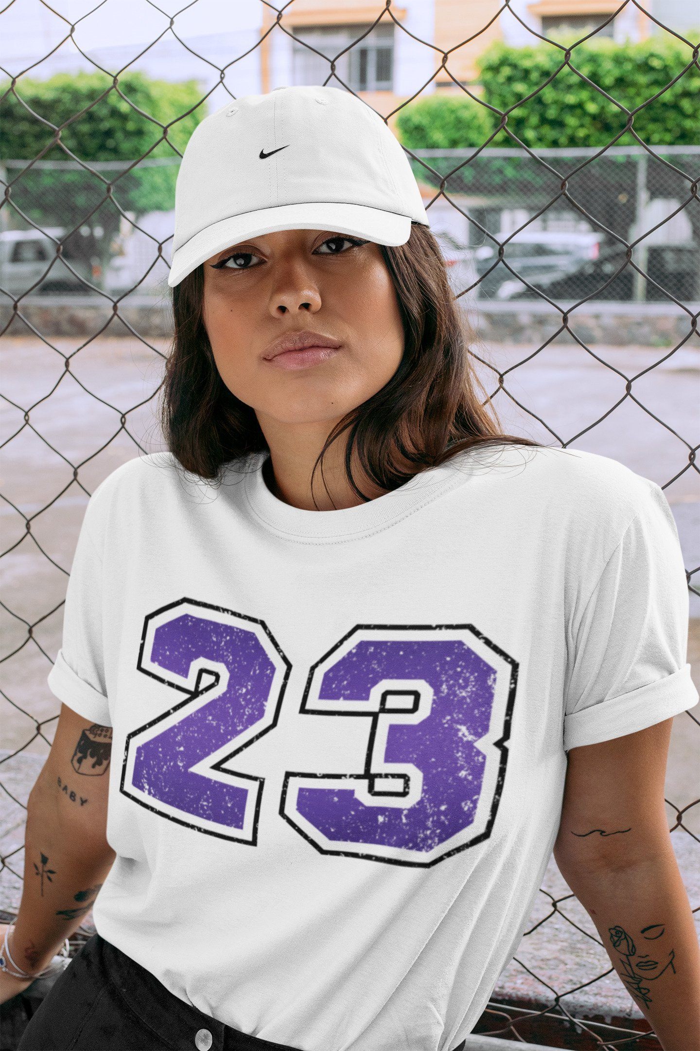 Distressed 23 Unisex Tops - Air Jordan 1 Court Purple