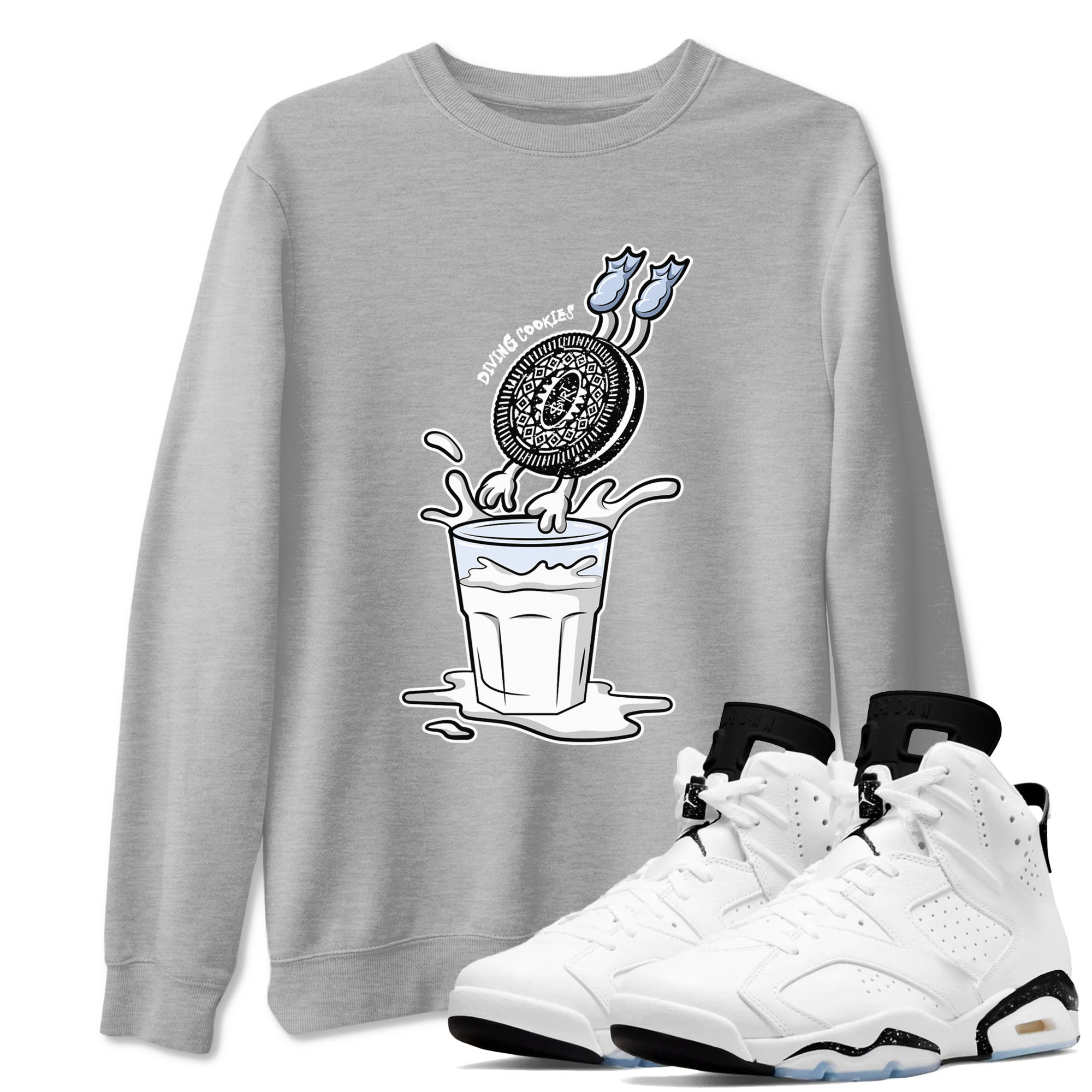 Diving Cookies snkmatch Tees - Air Jordan 6 White Black