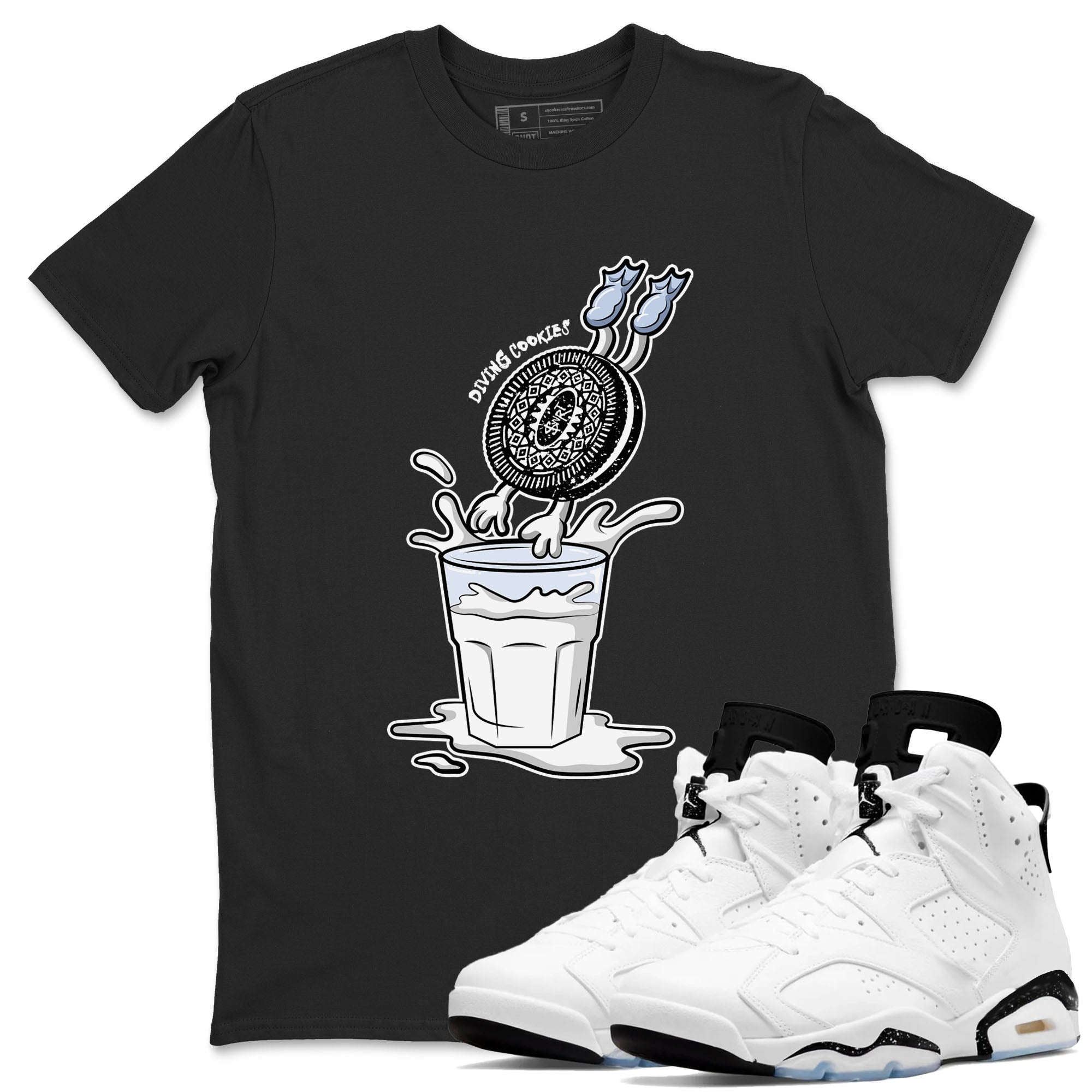 Diving Cookies snkmatch Tees - Air Jordan 6 White Black