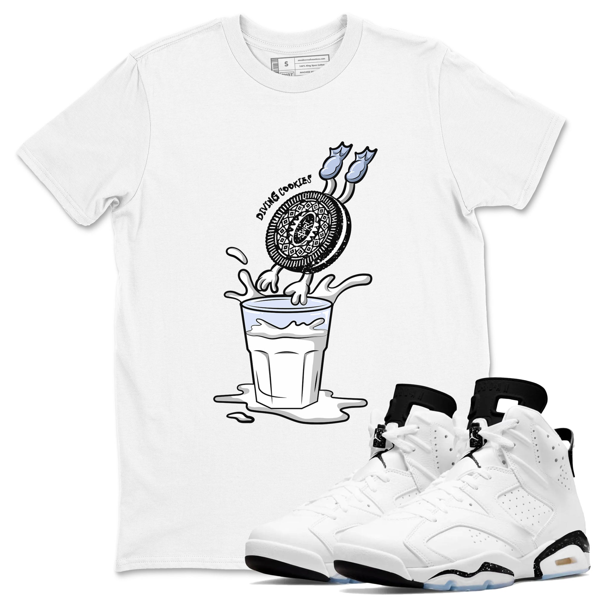 Diving Cookies snkmatch Tees - Air Jordan 6 White Black