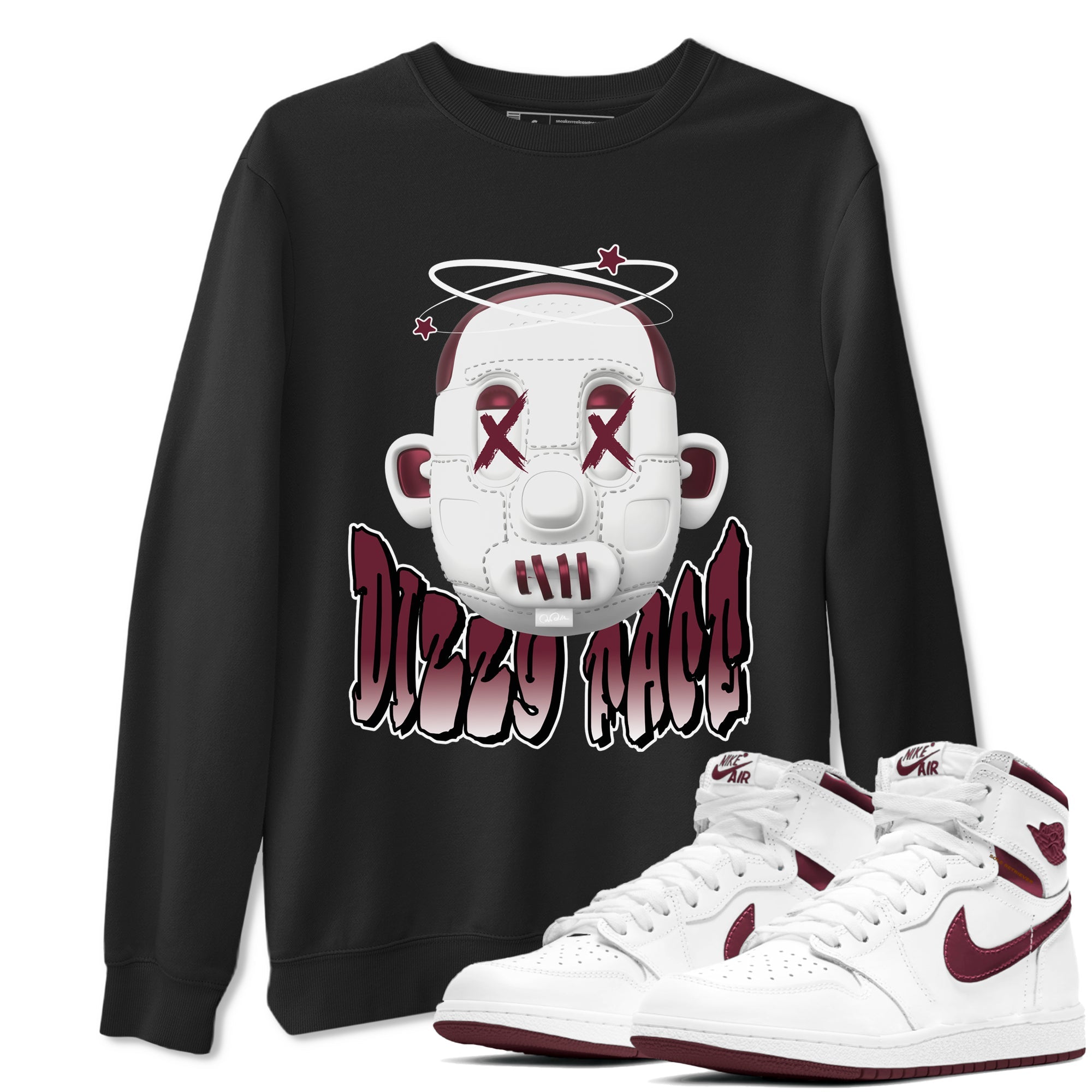 Dizzy Face snkmatch Tee - Air Jordan 1 Metallic Burgundy