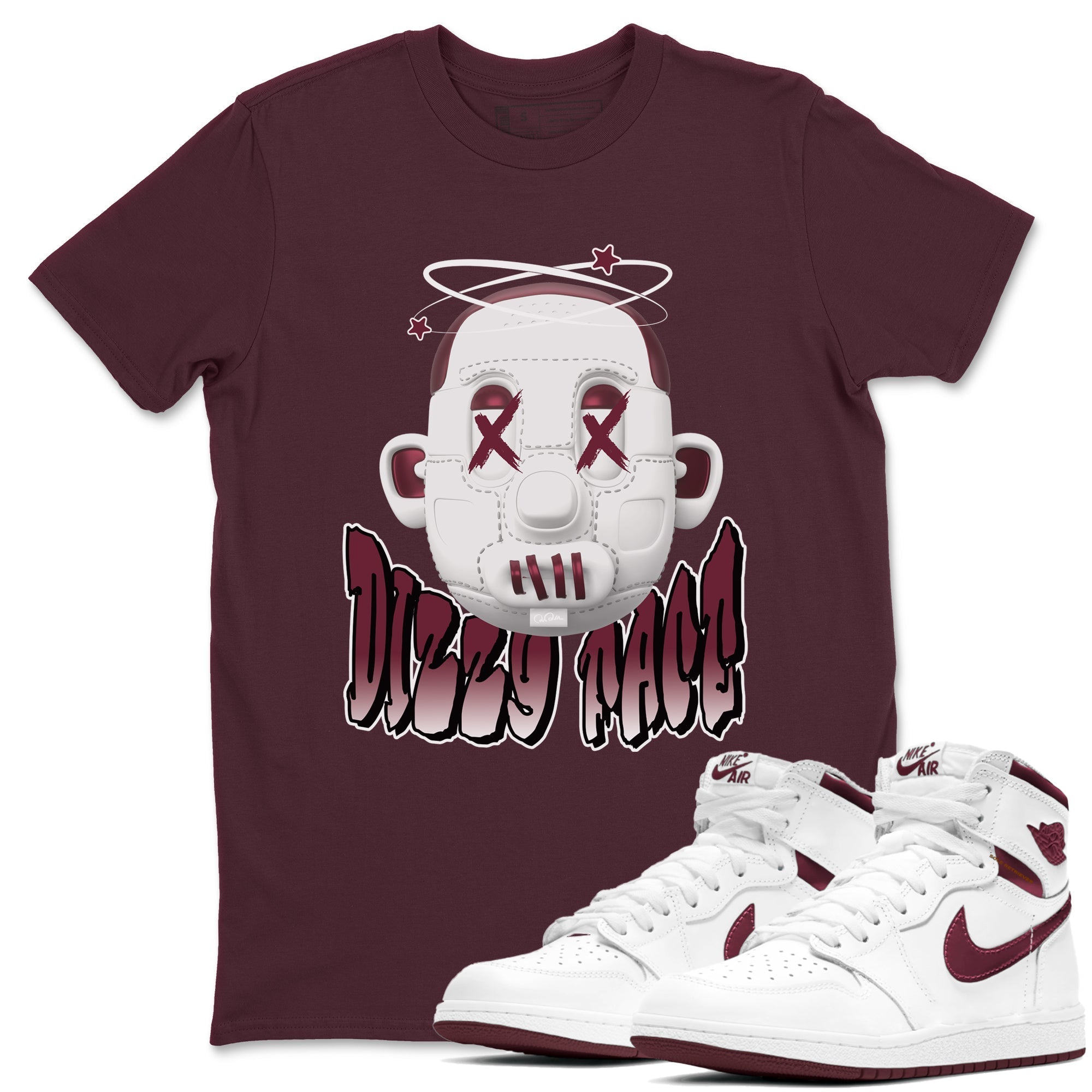 Dizzy Face snkmatch Tee - Air Jordan 1 Metallic Burgundy