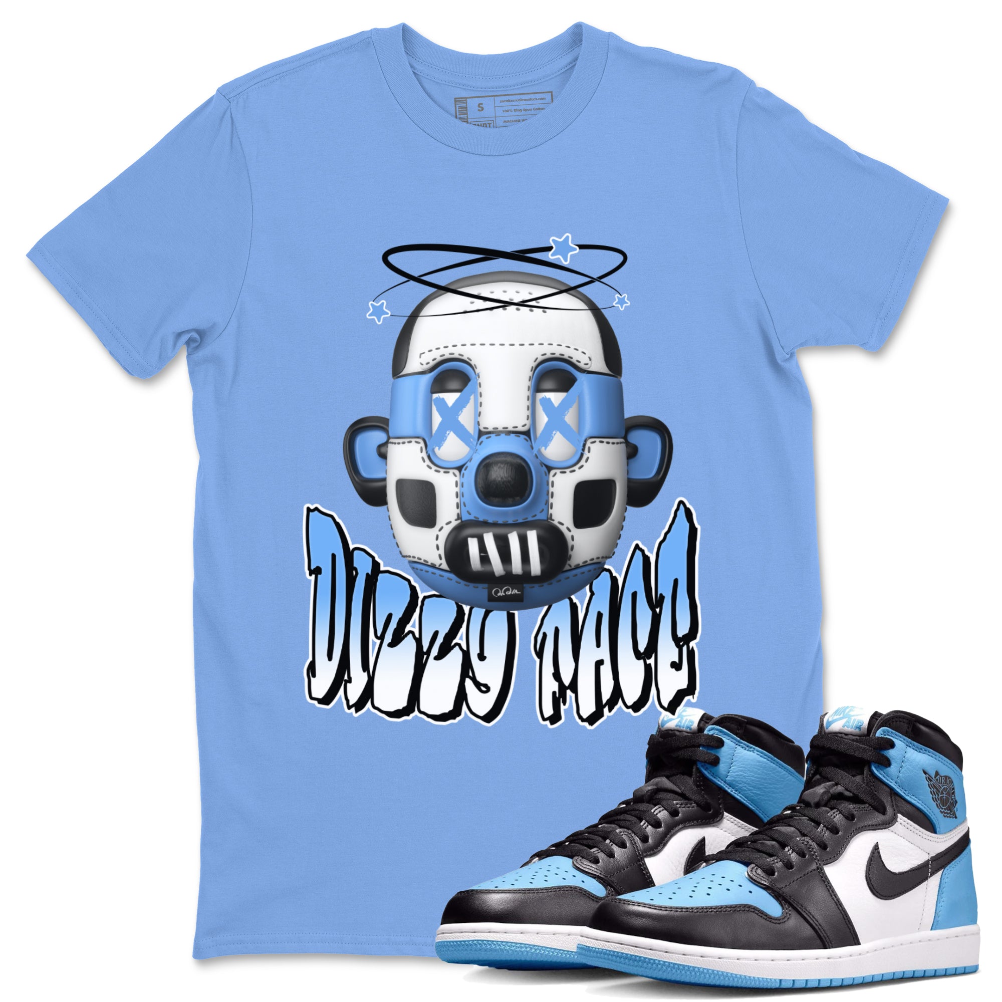 Dizzy Face Unisex Tops - Air Jordan 1 UNC Toe