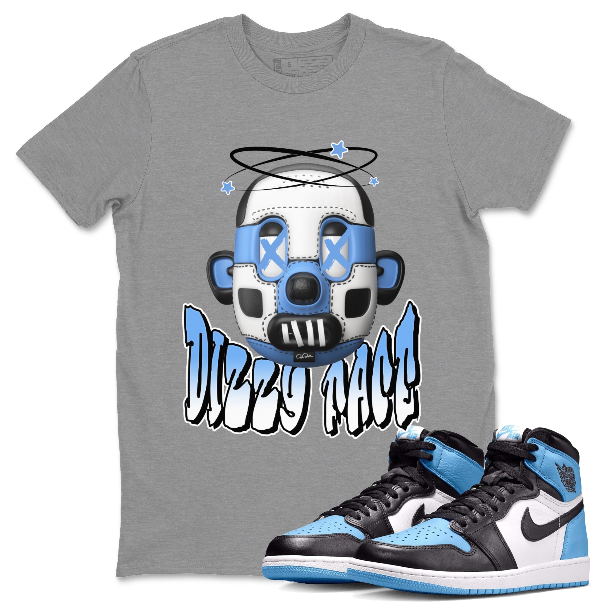 Dizzy Face Unisex Tops - Air Jordan 1 UNC Toe