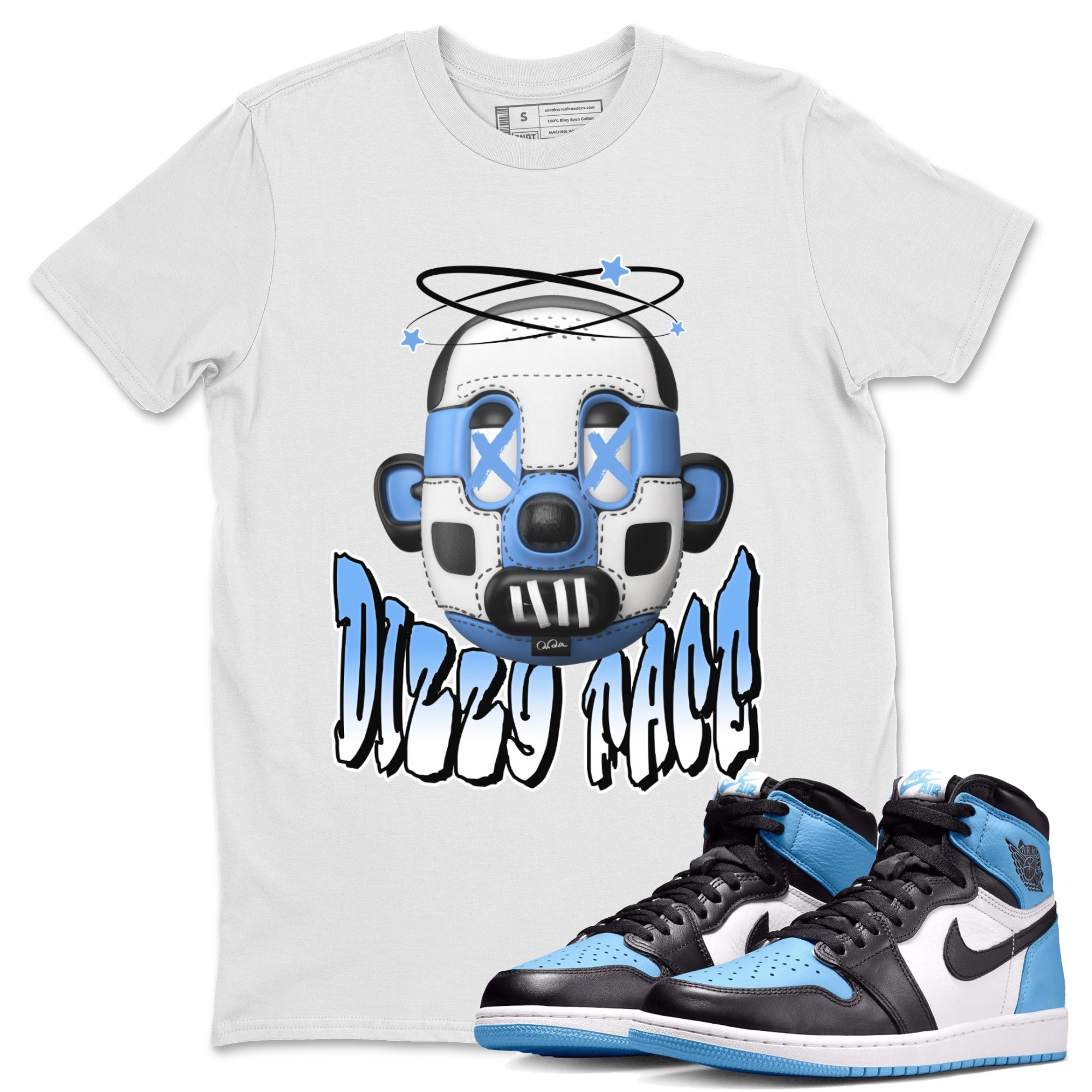 Dizzy Face Unisex Tops - Air Jordan 1 UNC Toe