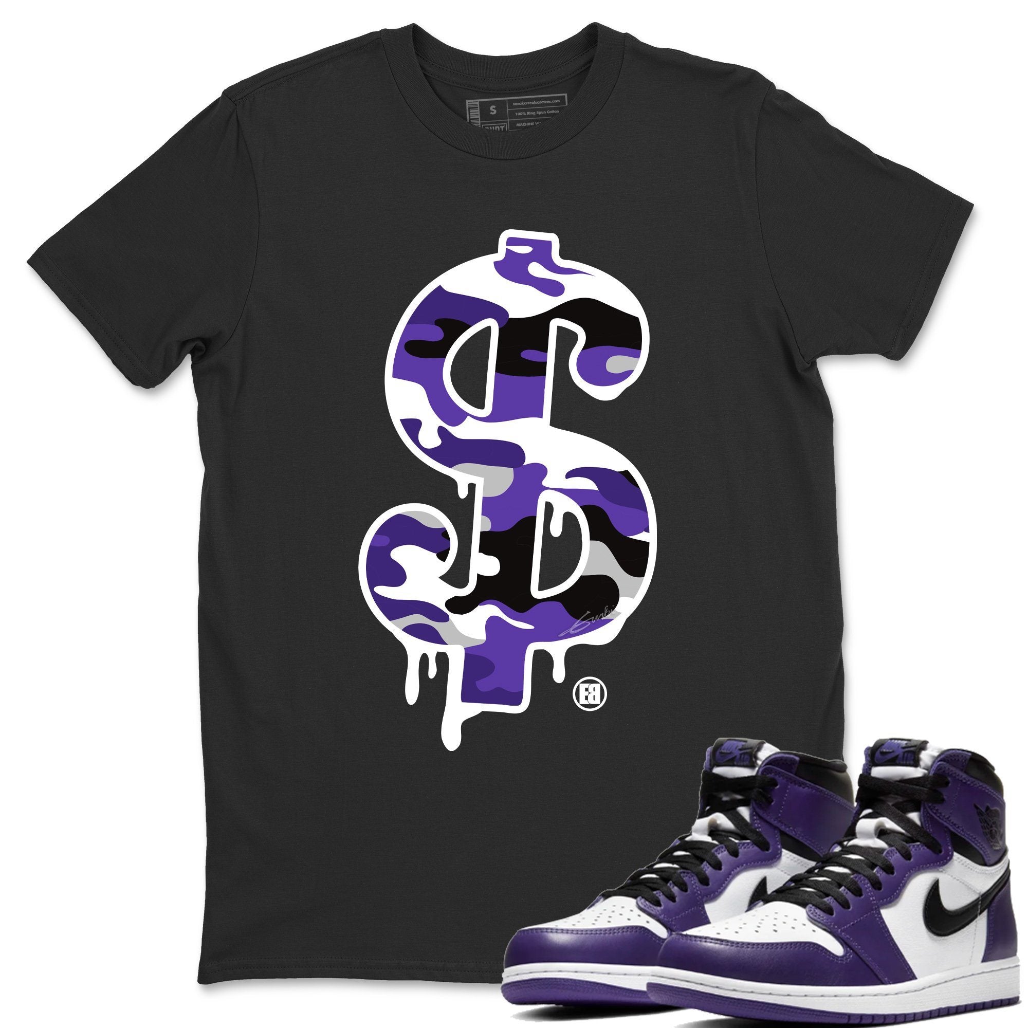 Dollar Camo Unisex Tops - Air Jordan 1 Court Purple
