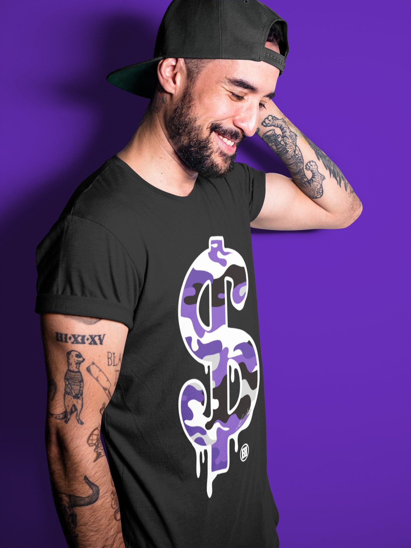 Dollar Camo Unisex Tops - Air Jordan 1 Court Purple