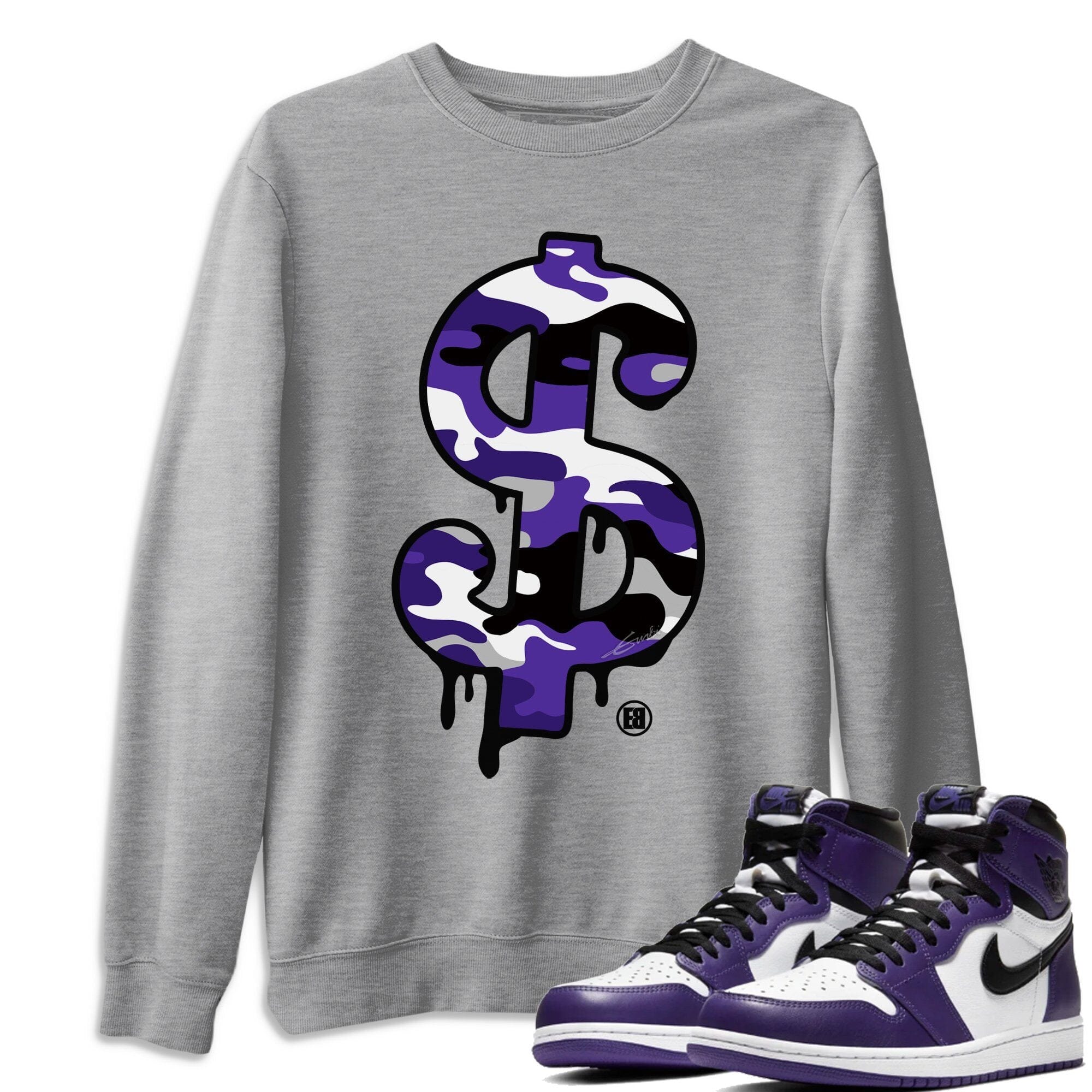 Dollar Camo Unisex Tops - Air Jordan 1 Court Purple