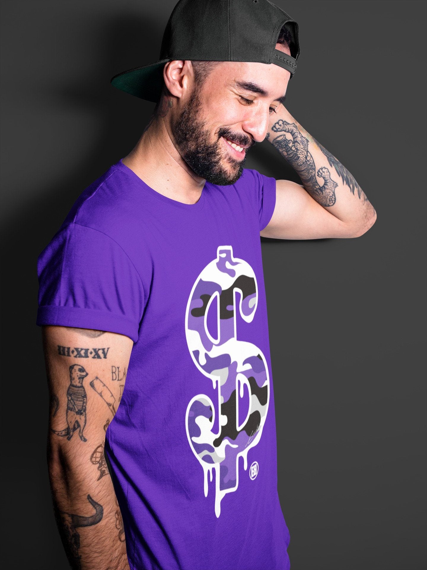 Dollar Camo Unisex Tops - Air Jordan 1 Court Purple