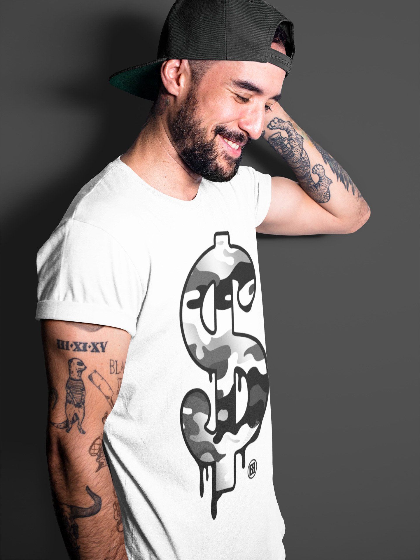 Dollar Camo Unisex Tops - Air Jordan 1 Silver Toe