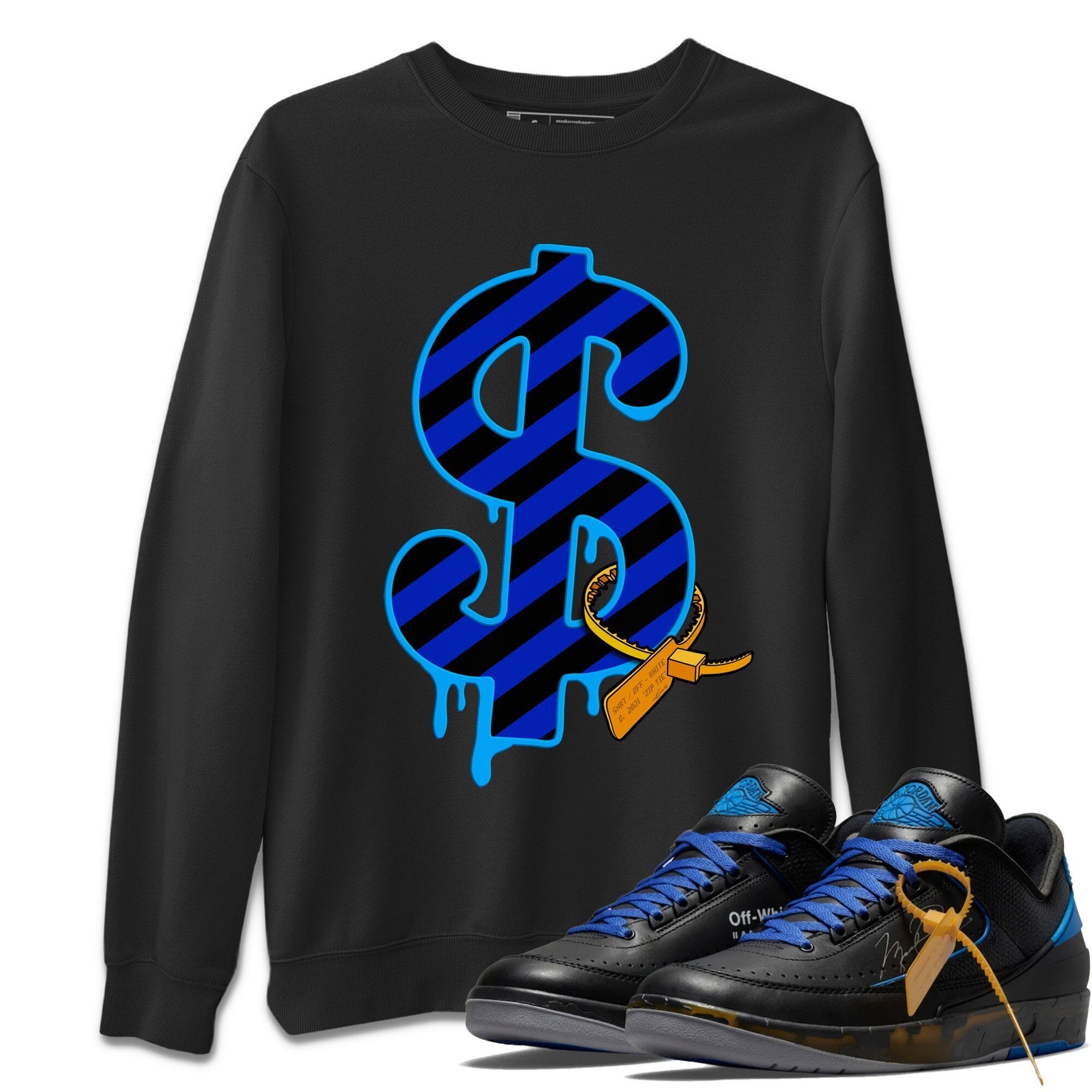Dollar Camo Unisex Tops - Air Jordan 2 OFF-WHITE Black Blue