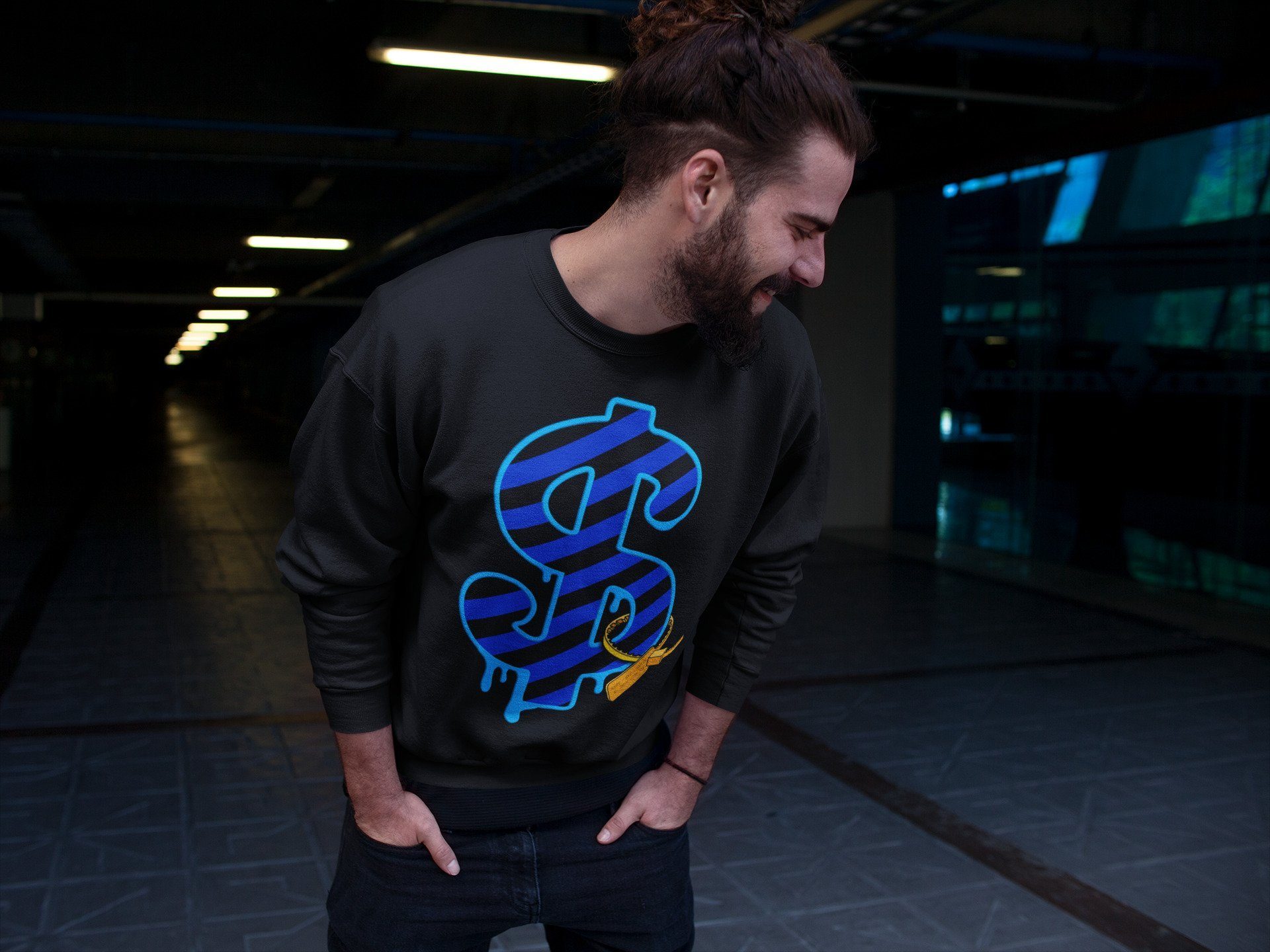 Dollar Camo Unisex Tops - Air Jordan 2 OFF-WHITE Black Blue