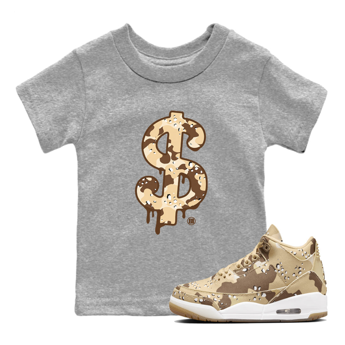 Dollar Camo snkmatch Tees Kids - Air Jordan 3 Desert Camo