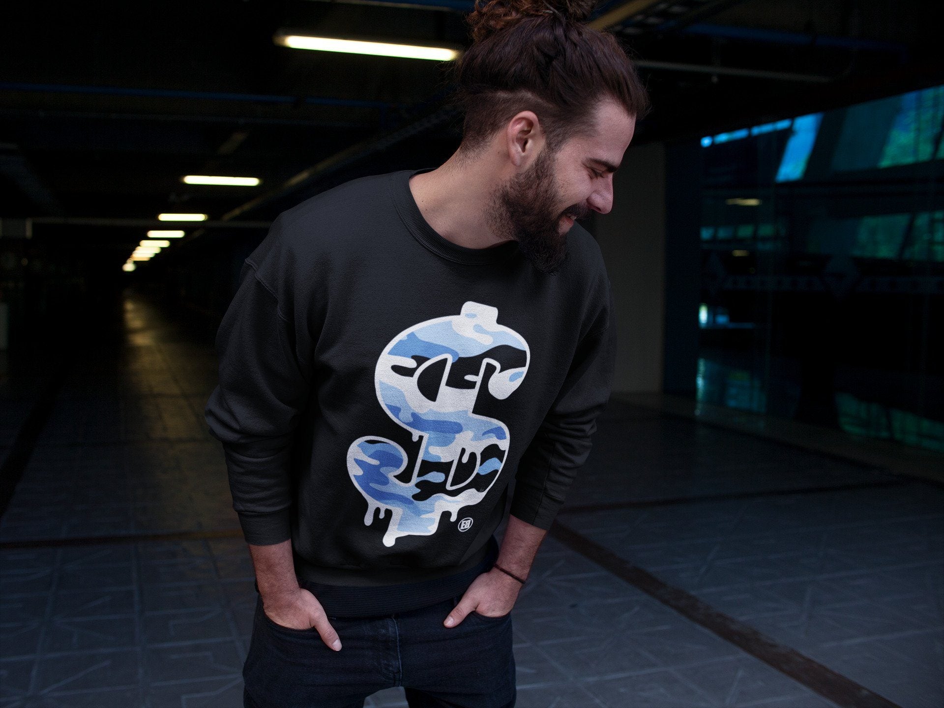 Dollar Camo Unisex Tops - Air Jordan 1 University Blue