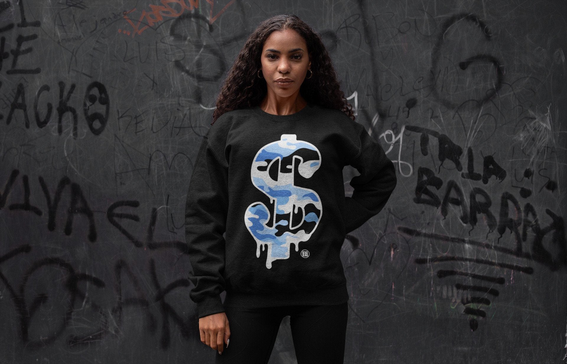 Dollar Camo Unisex Tops - Air Jordan 1 University Blue
