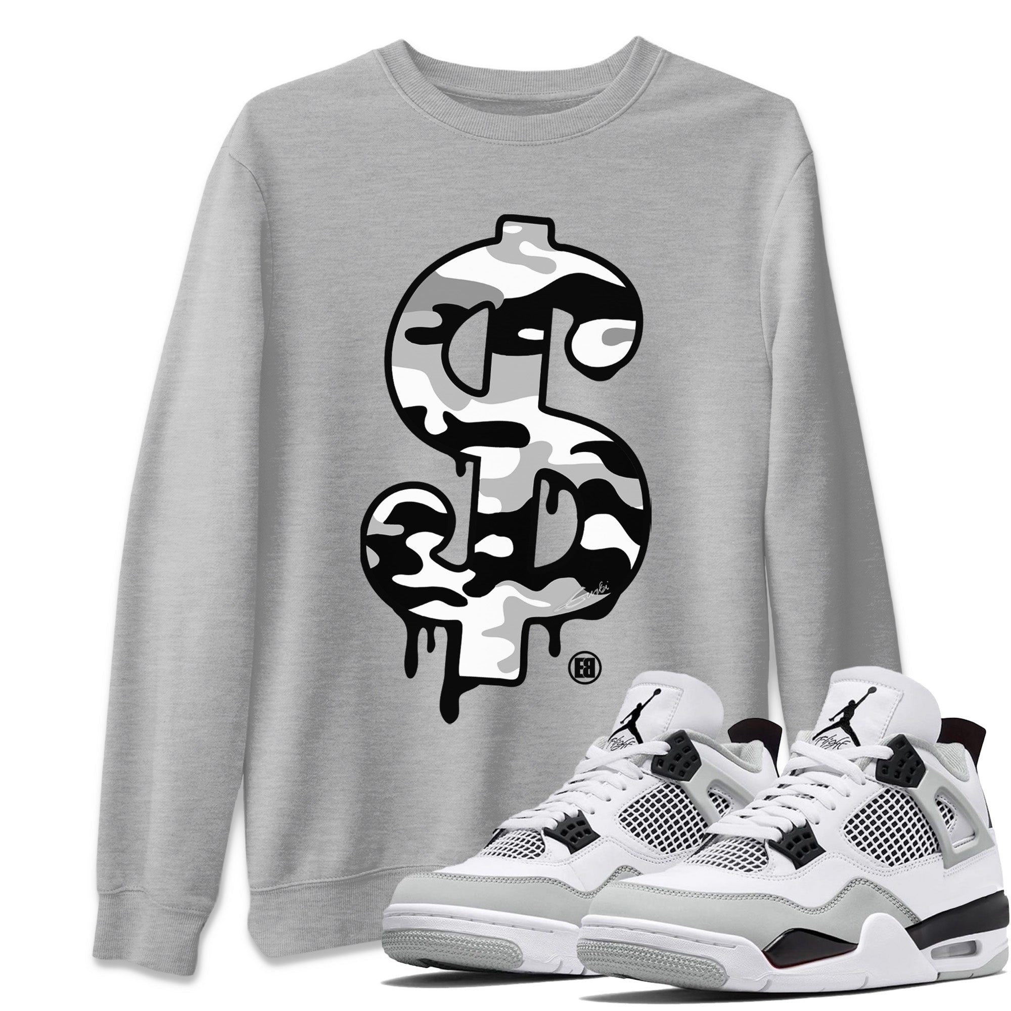 Dollar Camo Unisex Tops - Air Jordan 4 Military Black