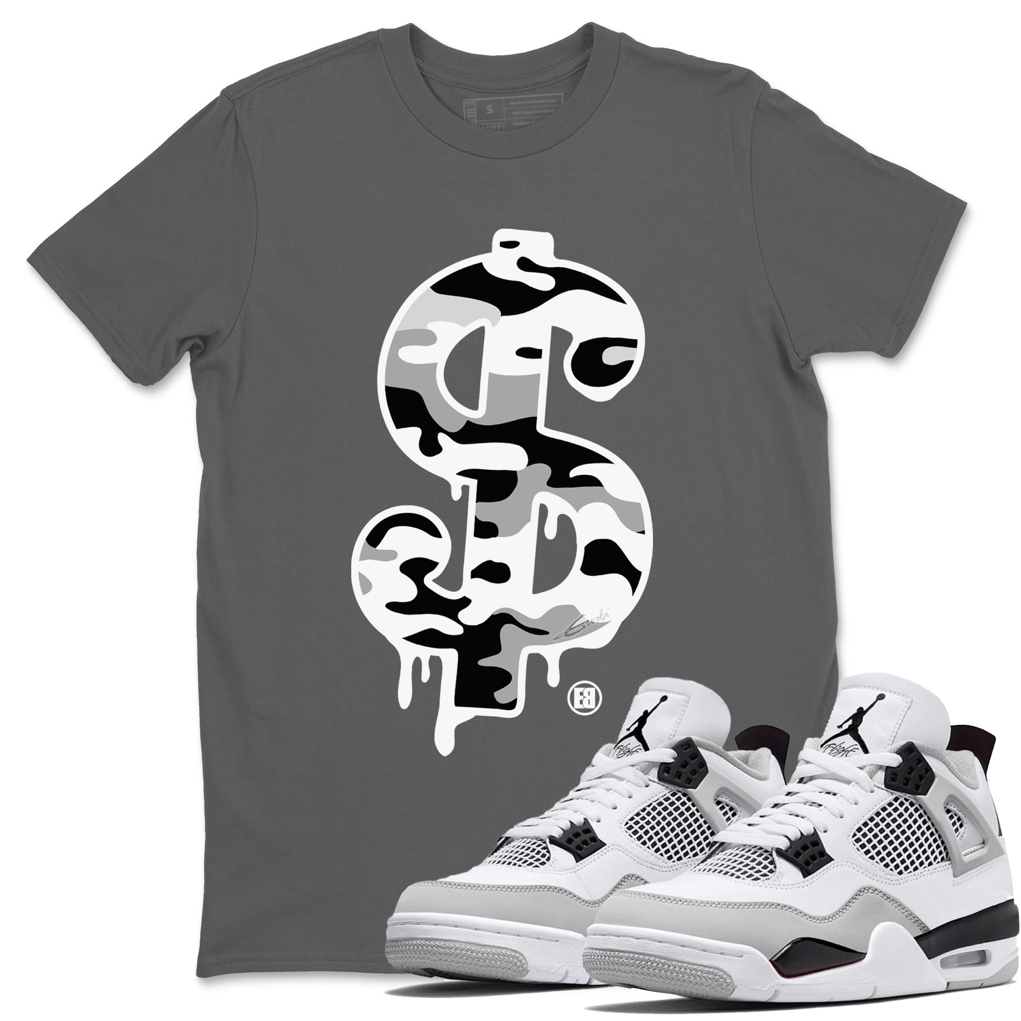 Dollar Camo Unisex Tops - Air Jordan 4 Military Black