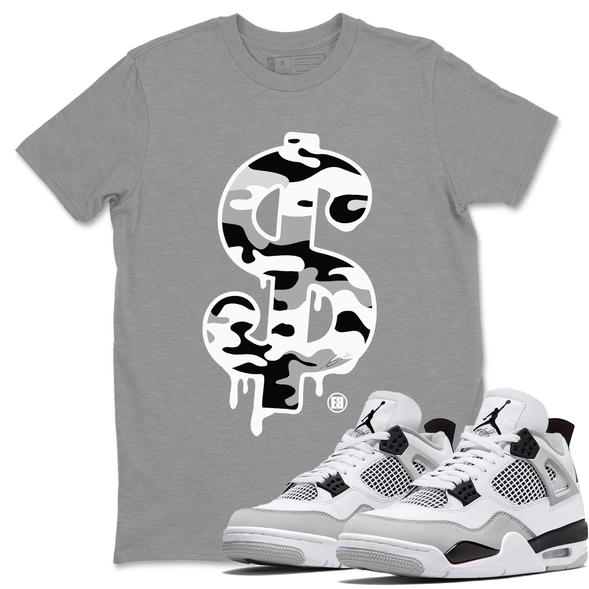 Dollar Camo Unisex Tops - Air Jordan 4 Military Black