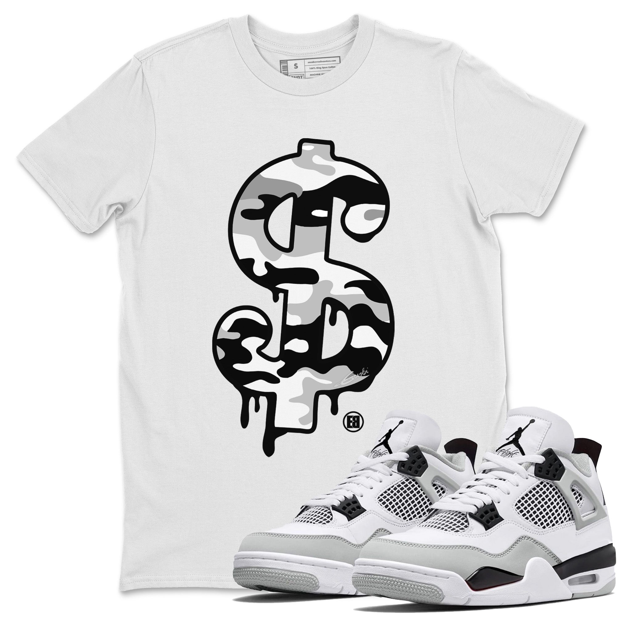 Dollar Camo Unisex Tops - Air Jordan 4 Military Black