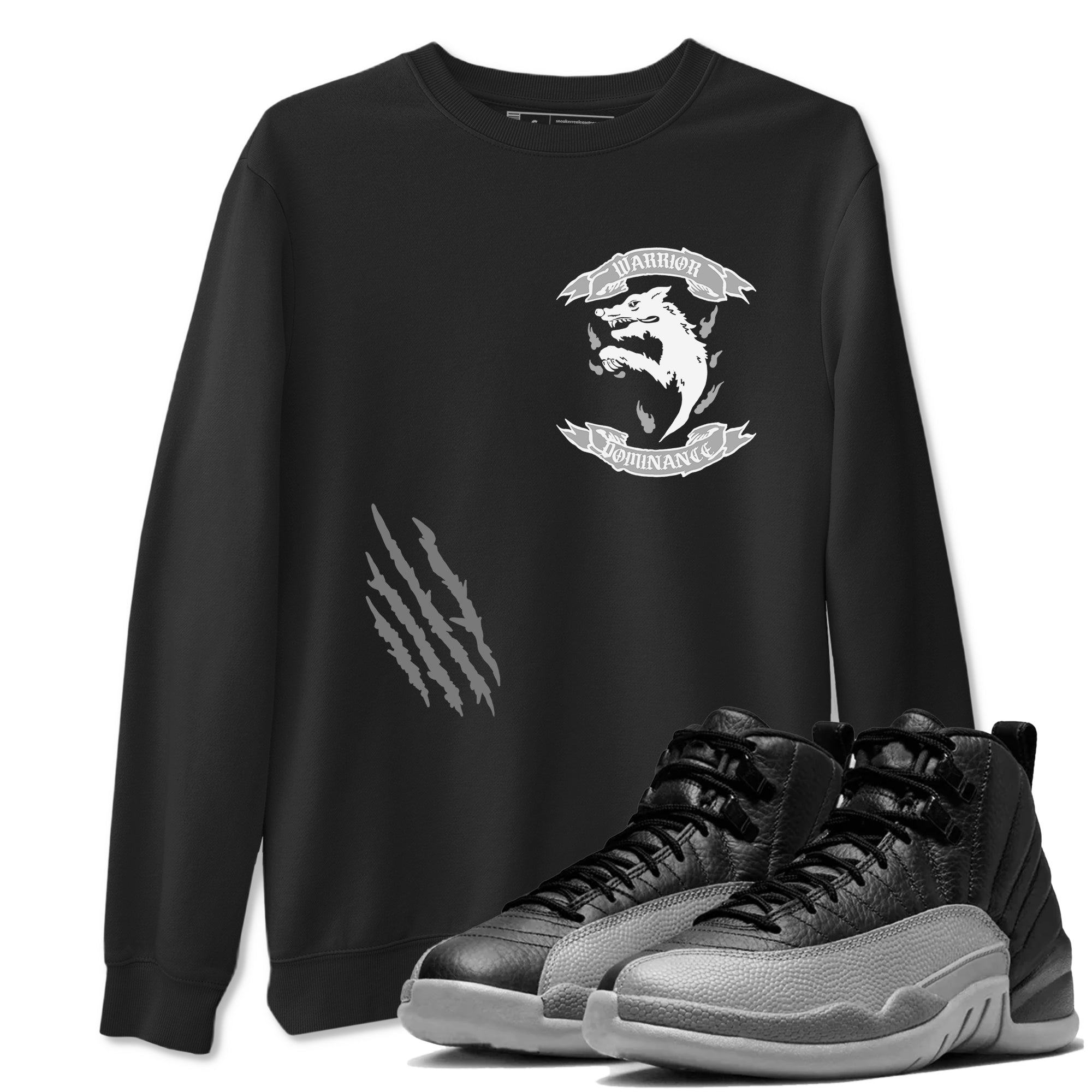Dominant Wolf snkmatch Tees - Air Jordan 12 Black Wolf Grey
