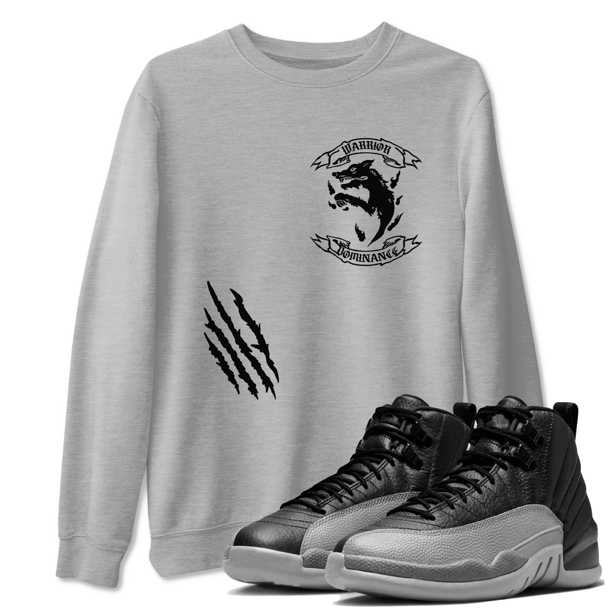 Dominant Wolf snkmatch Tees - Air Jordan 12 Black Wolf Grey