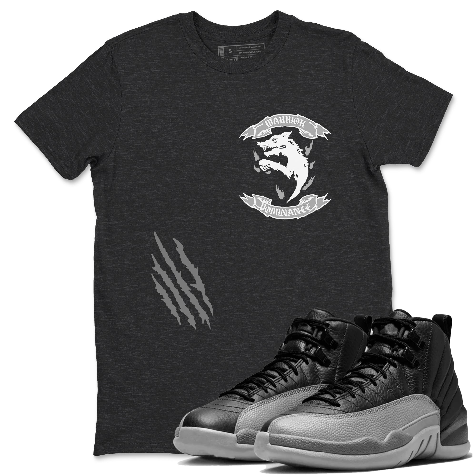 Dominant Wolf snkmatch Tees - Air Jordan 12 Black Wolf Grey